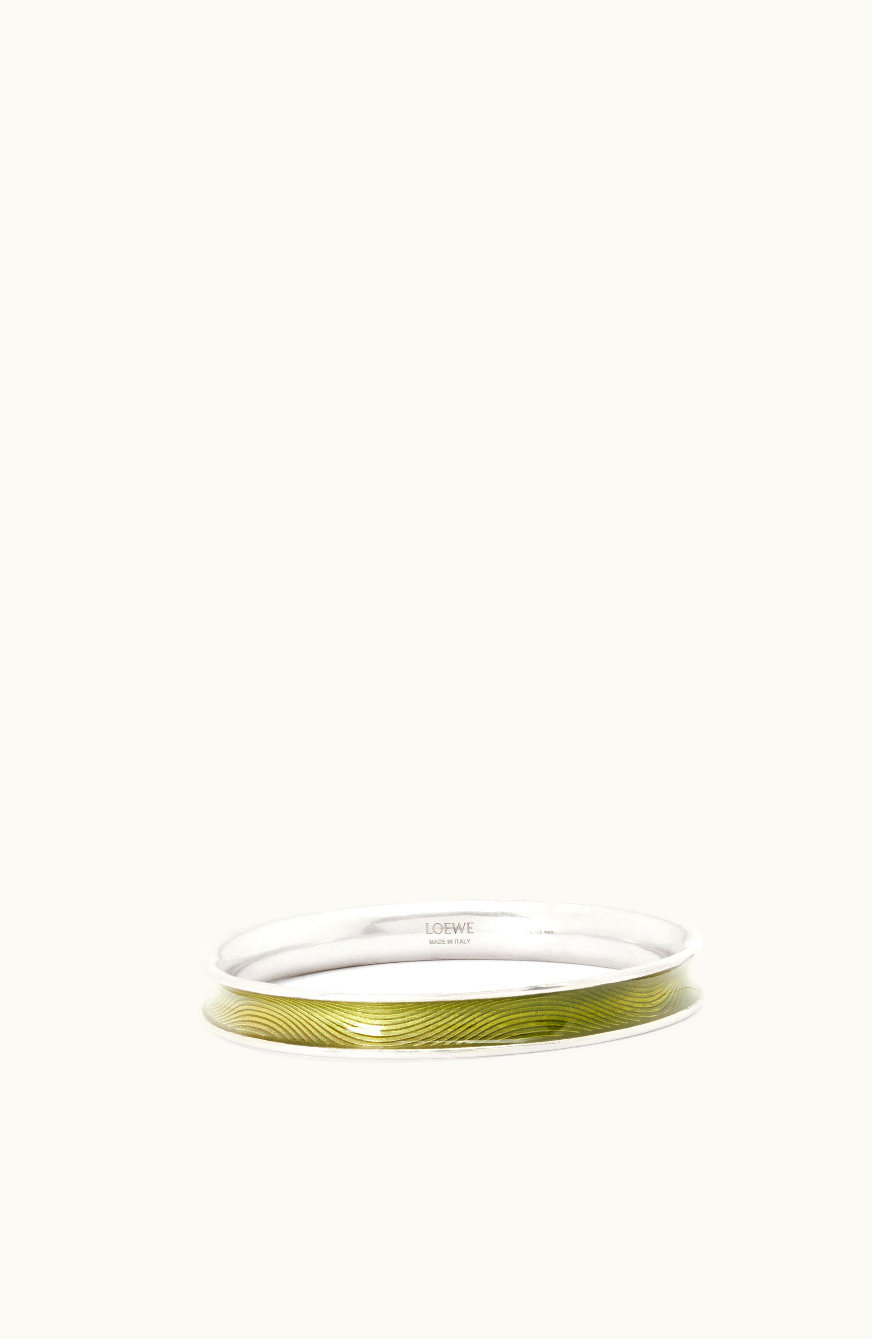 Loewe Loewe Wave Bangle In Sterling Silver And Enamel Green