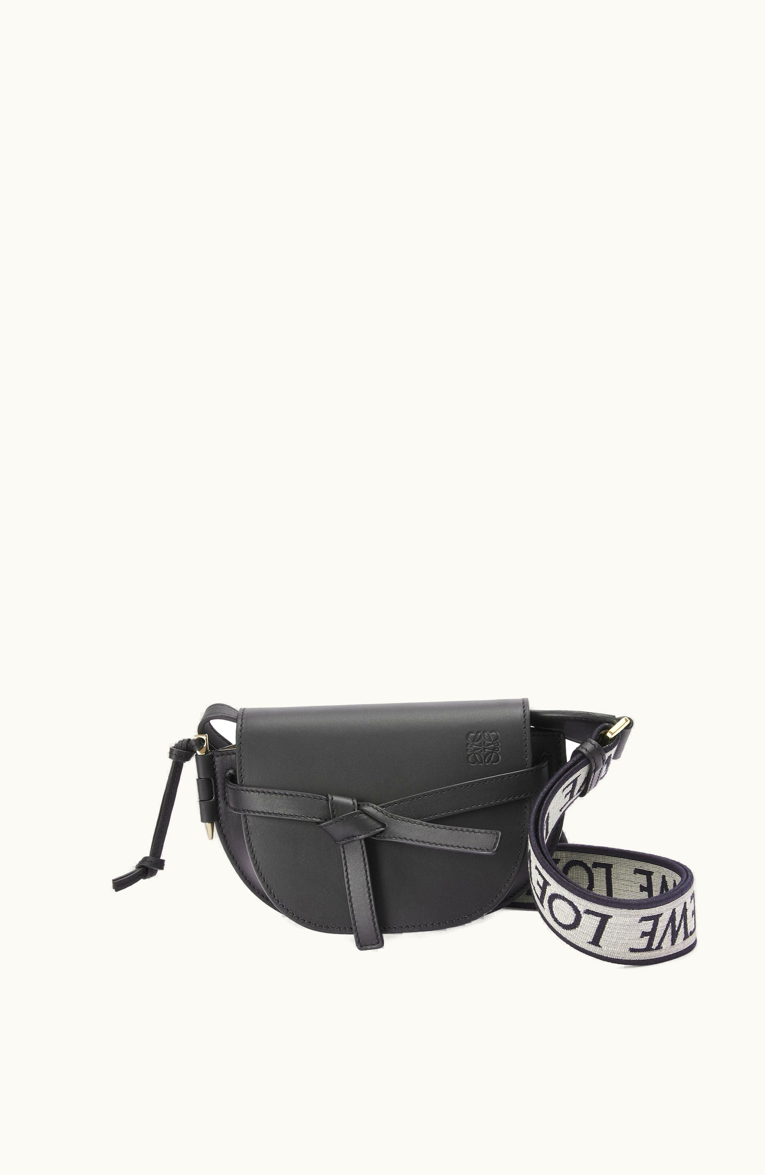 Loewe Loewe Mini Gate Dual Bag In Soft Calfskin And Jacquard Black