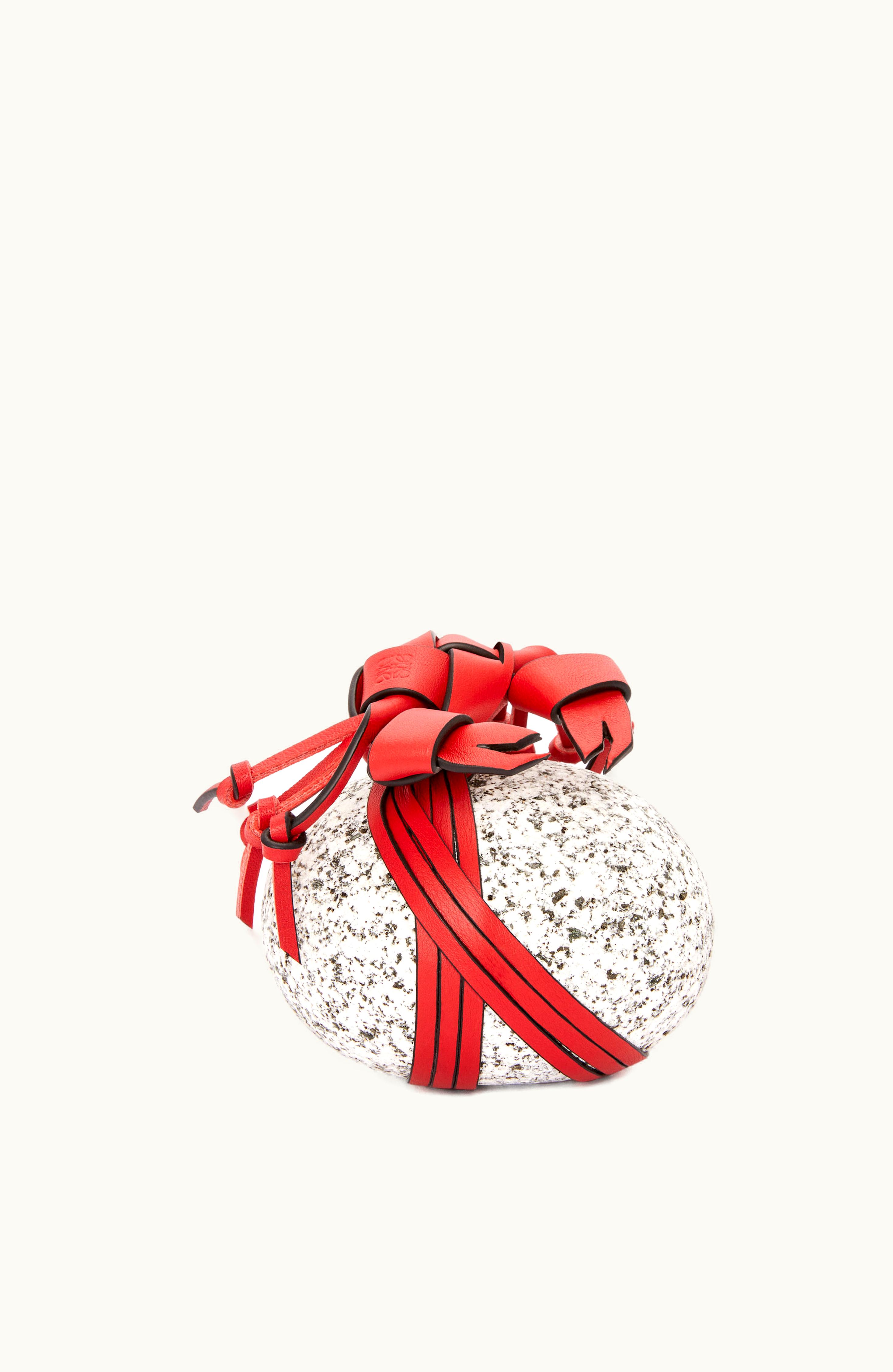 Loewe Loewe Crab Paperweight In Stone And Calfskin Red