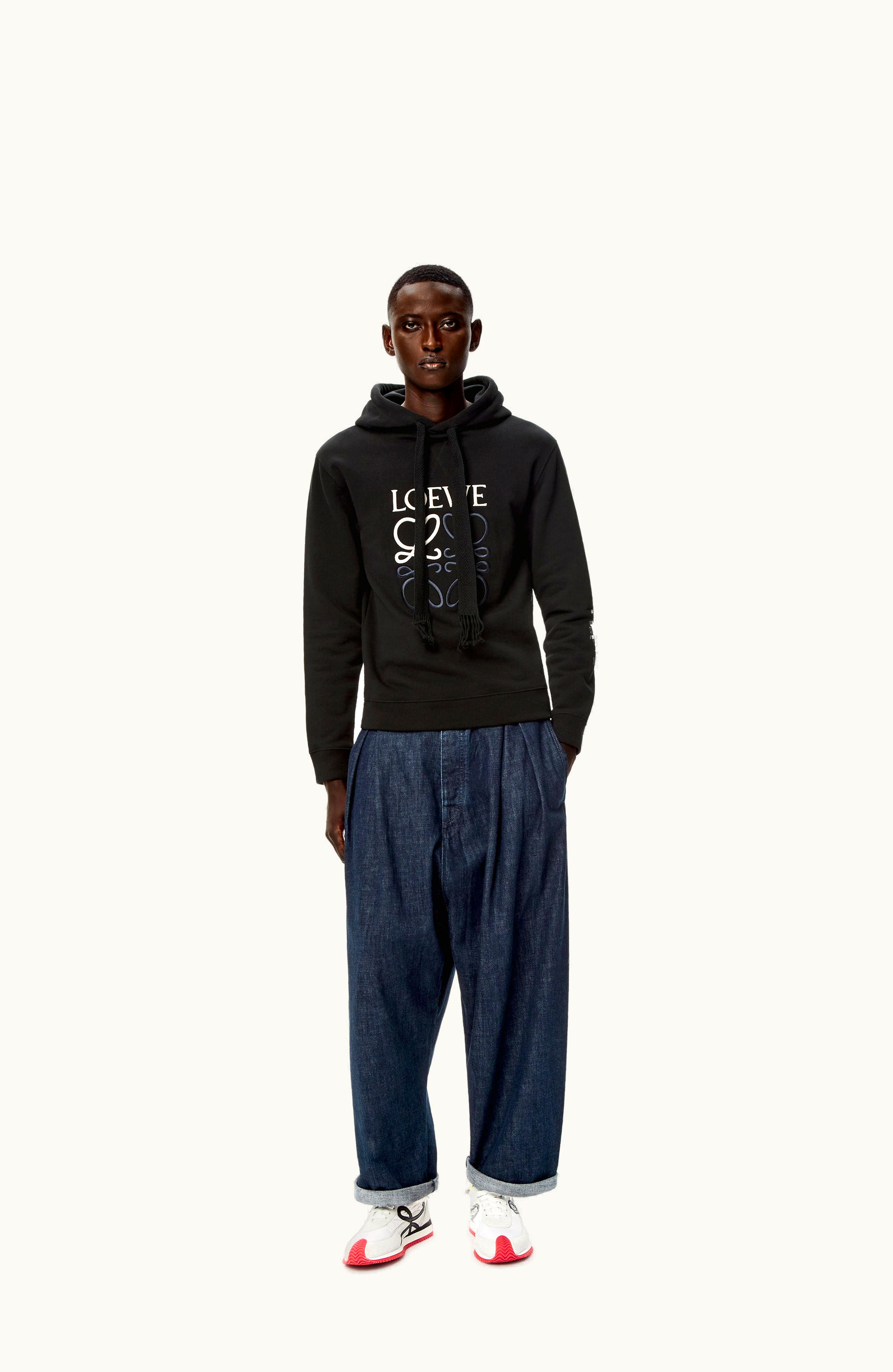 Loewe Loewe Anagram Regular Fit Hoodie In Cotton Black