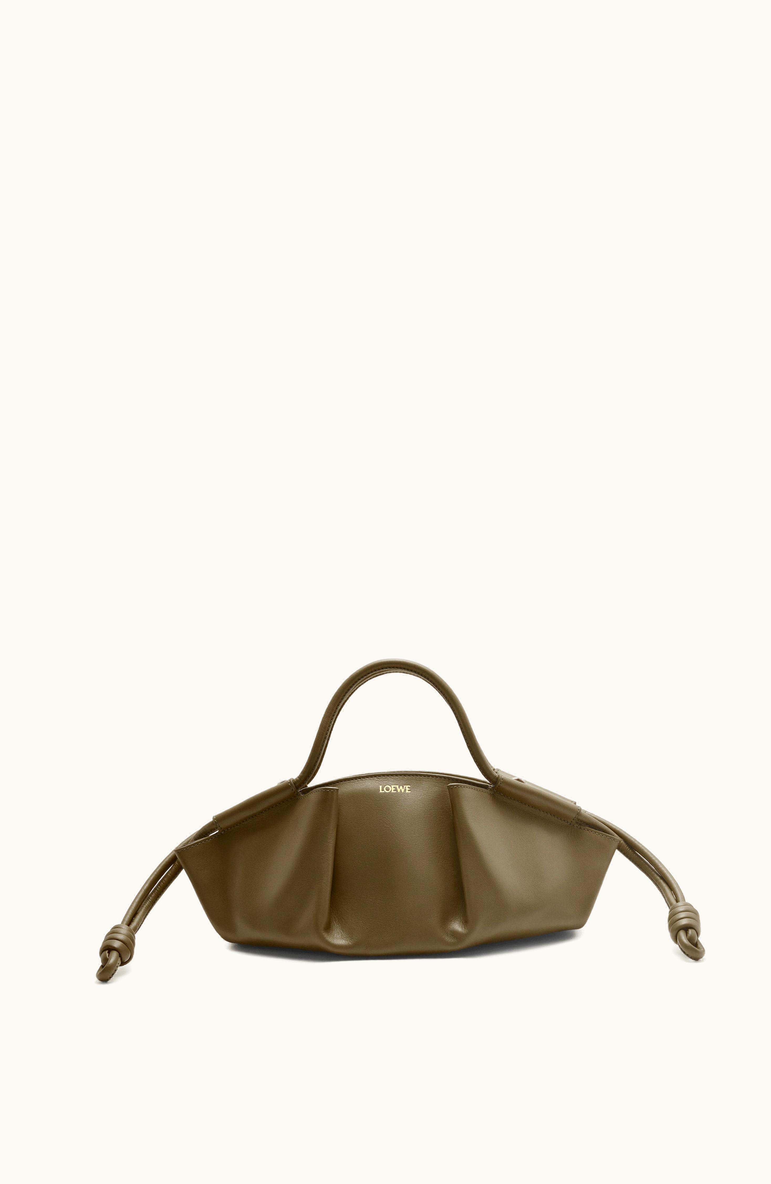 Loewe Loewe Small Paseo Bag In Shiny Nappa Calfskin Dark Khaki Green