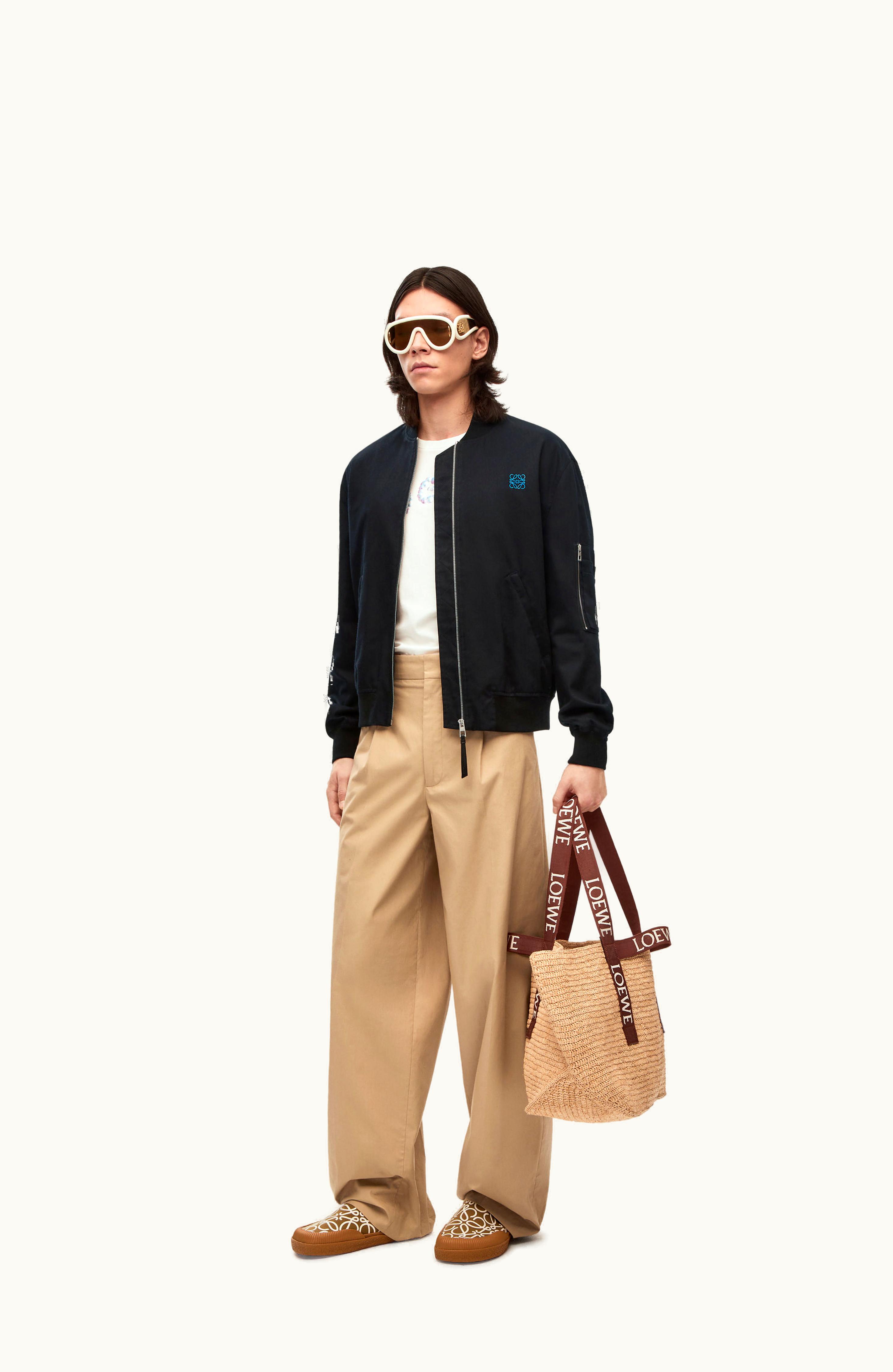 Loewe Loewe Pleated Wide Trousers In Cotton Taos Taupe