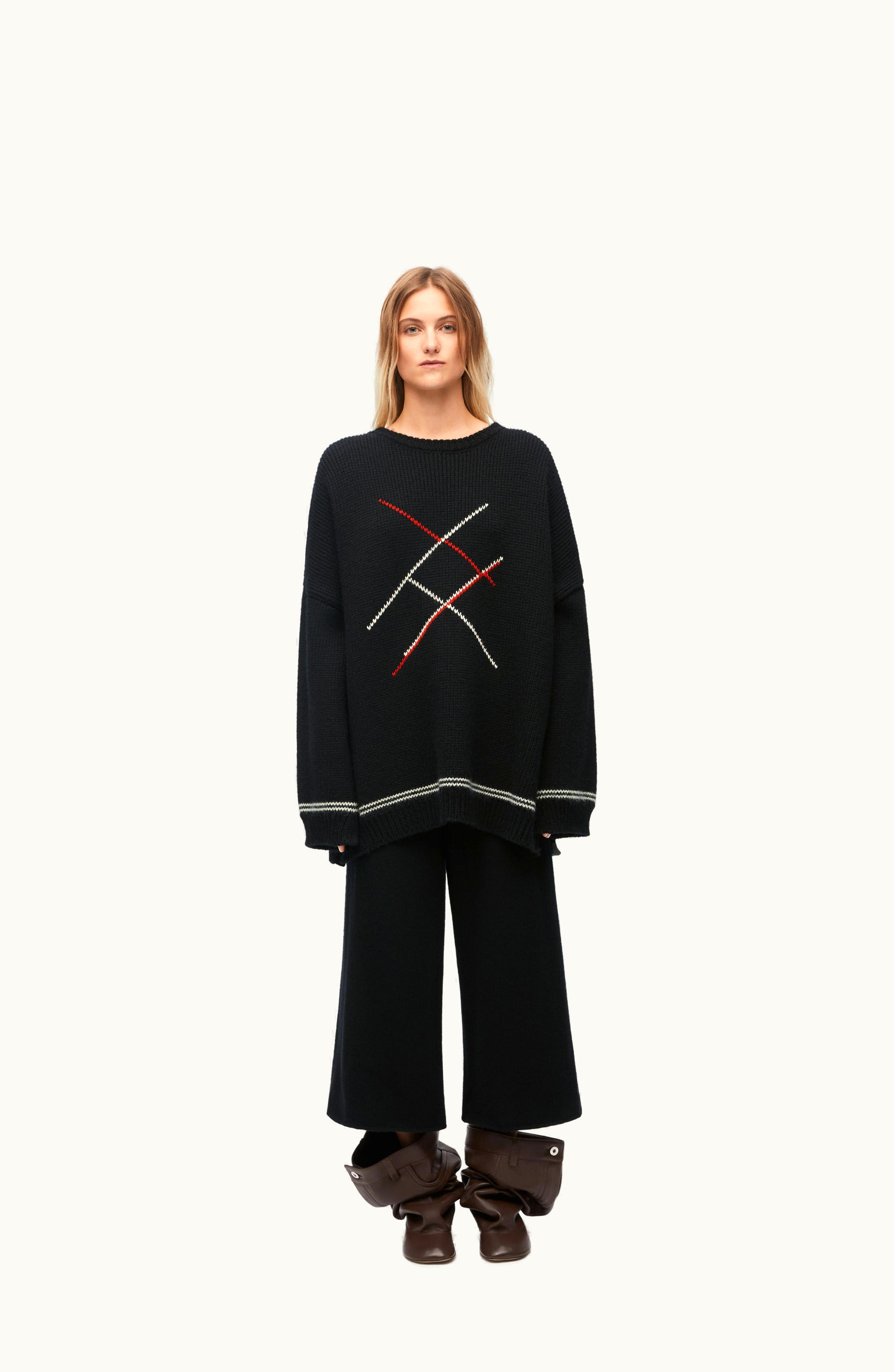 Loewe Loewe Argyle Sweater In Wool And Alpaca Black