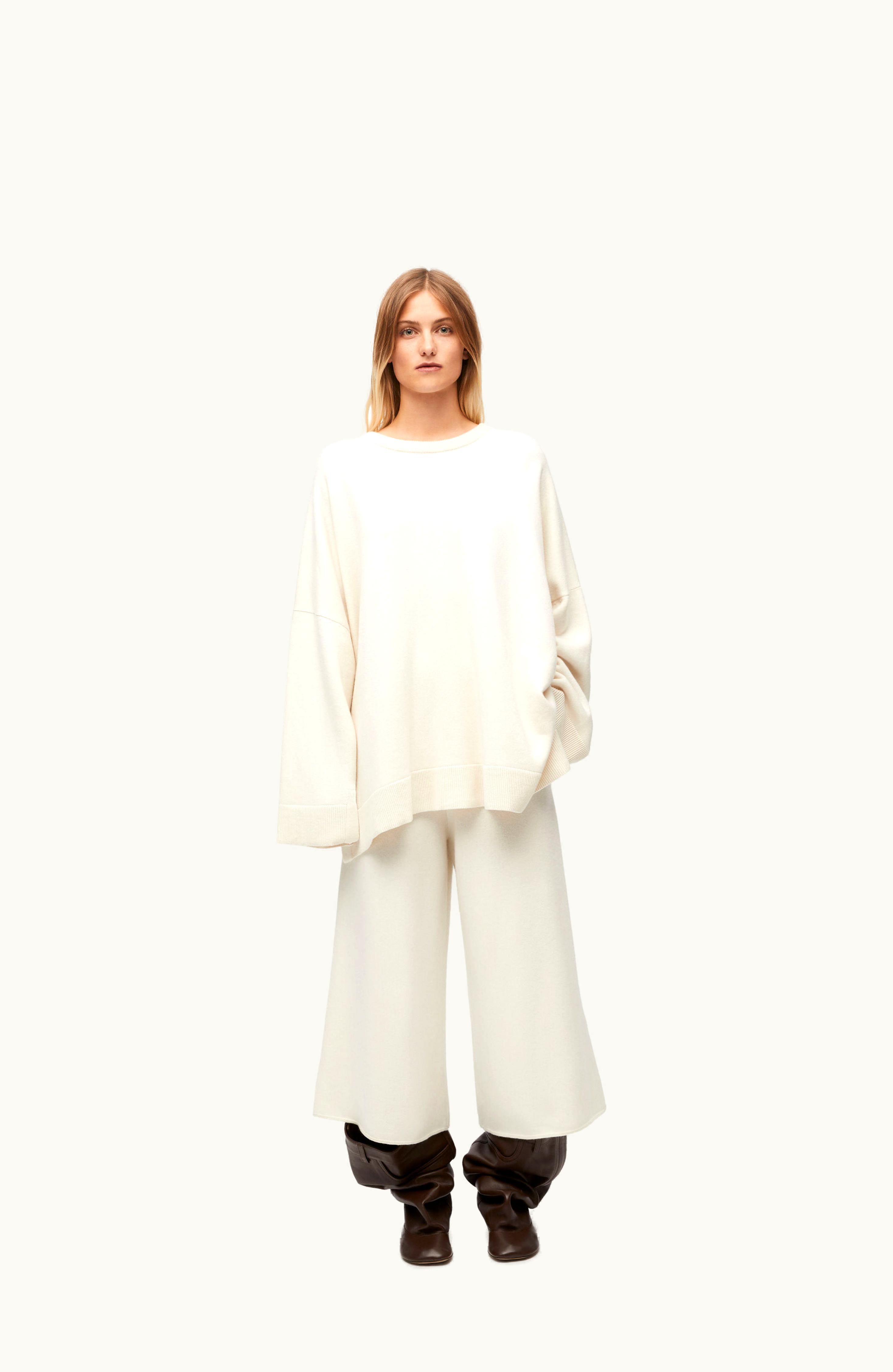 Loewe Loewe Open Back Sweater In Cashmere Soft White