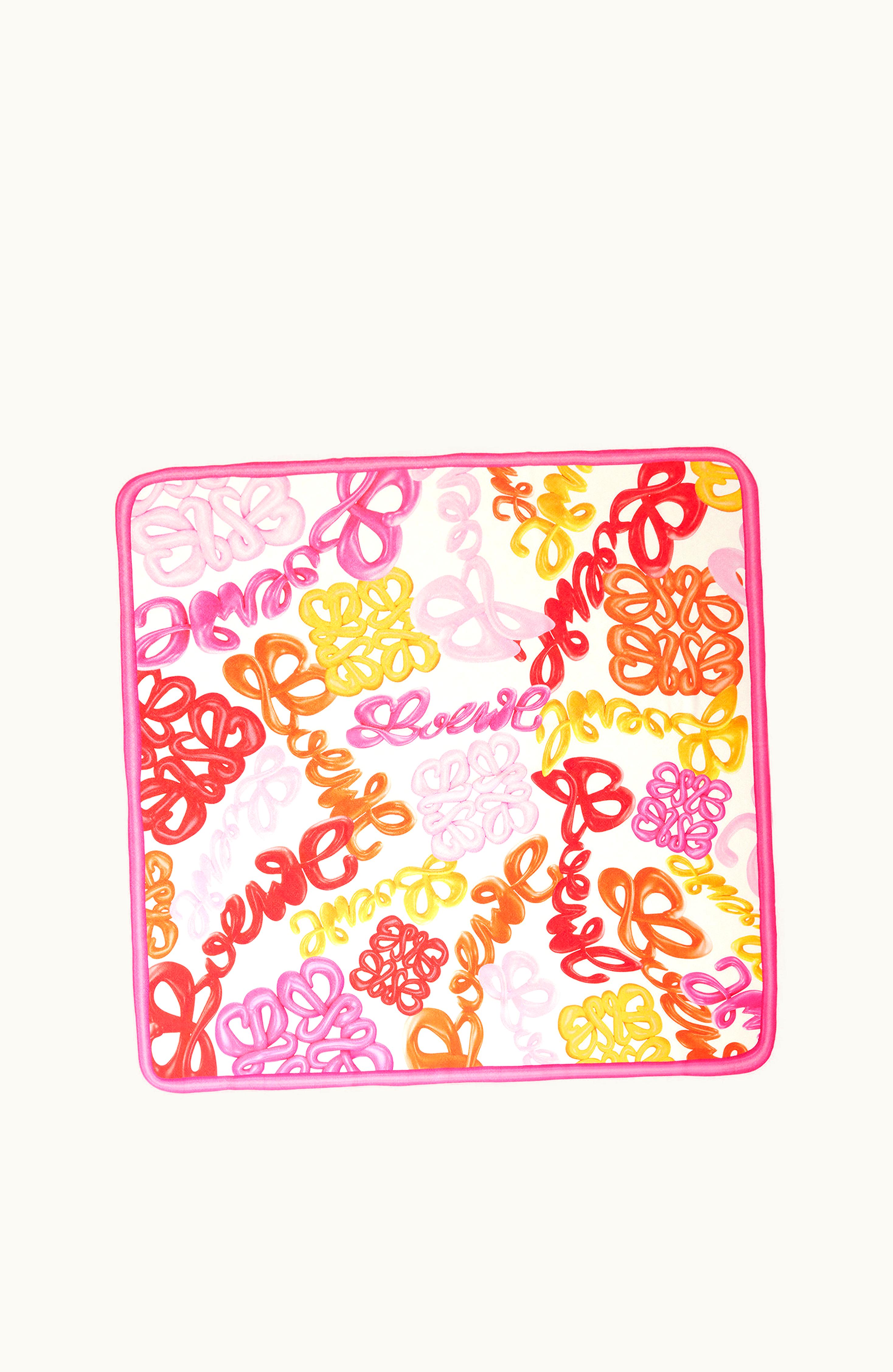 Loewe Loewe Anagram Scarf In Silk And Cashmere Bright Pink / Multicolor