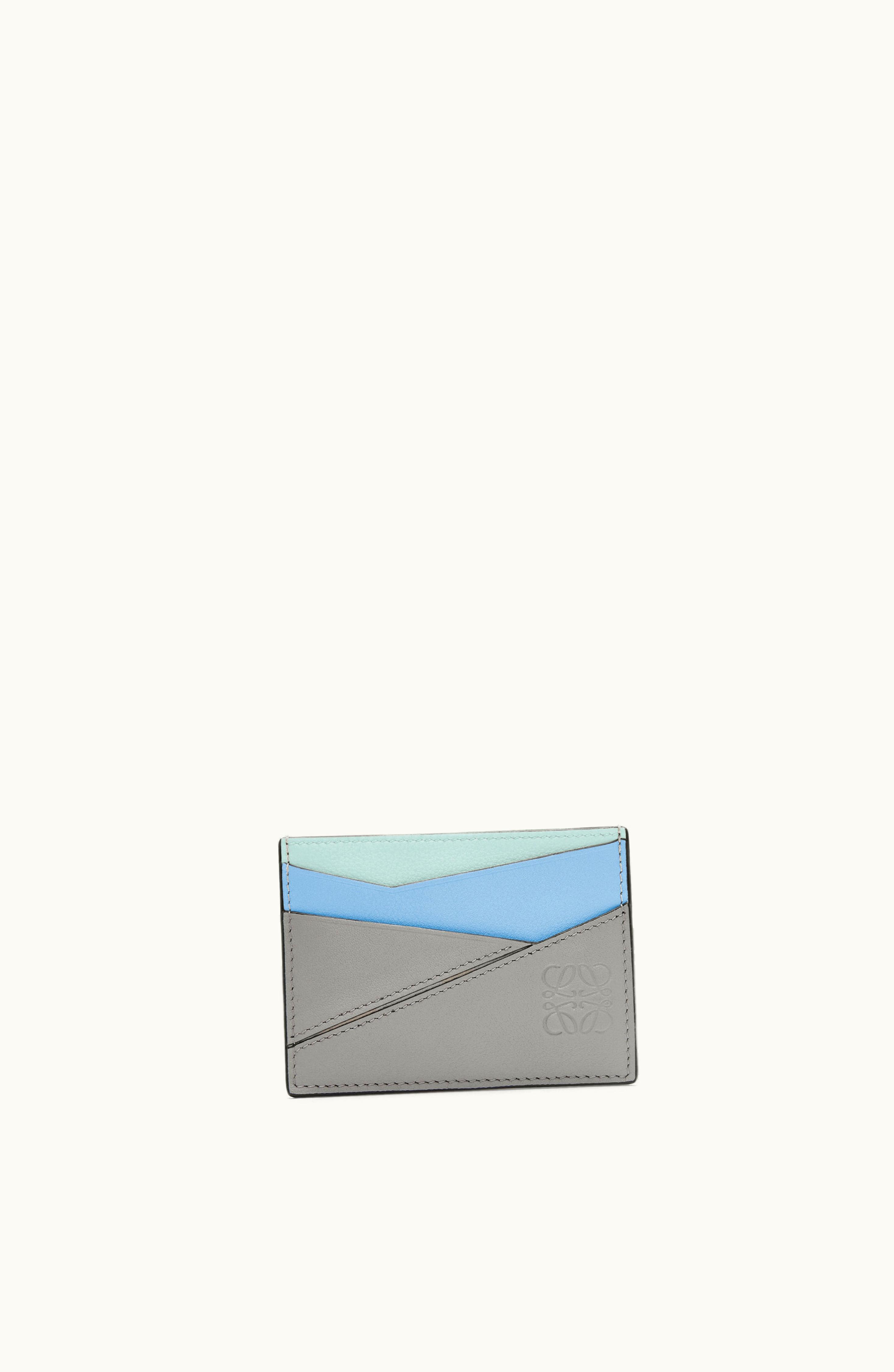 Loewe Loewe Puzzle Plain Cardholder In Classic Calfskin Asphalt Grey / Olympic Blue
