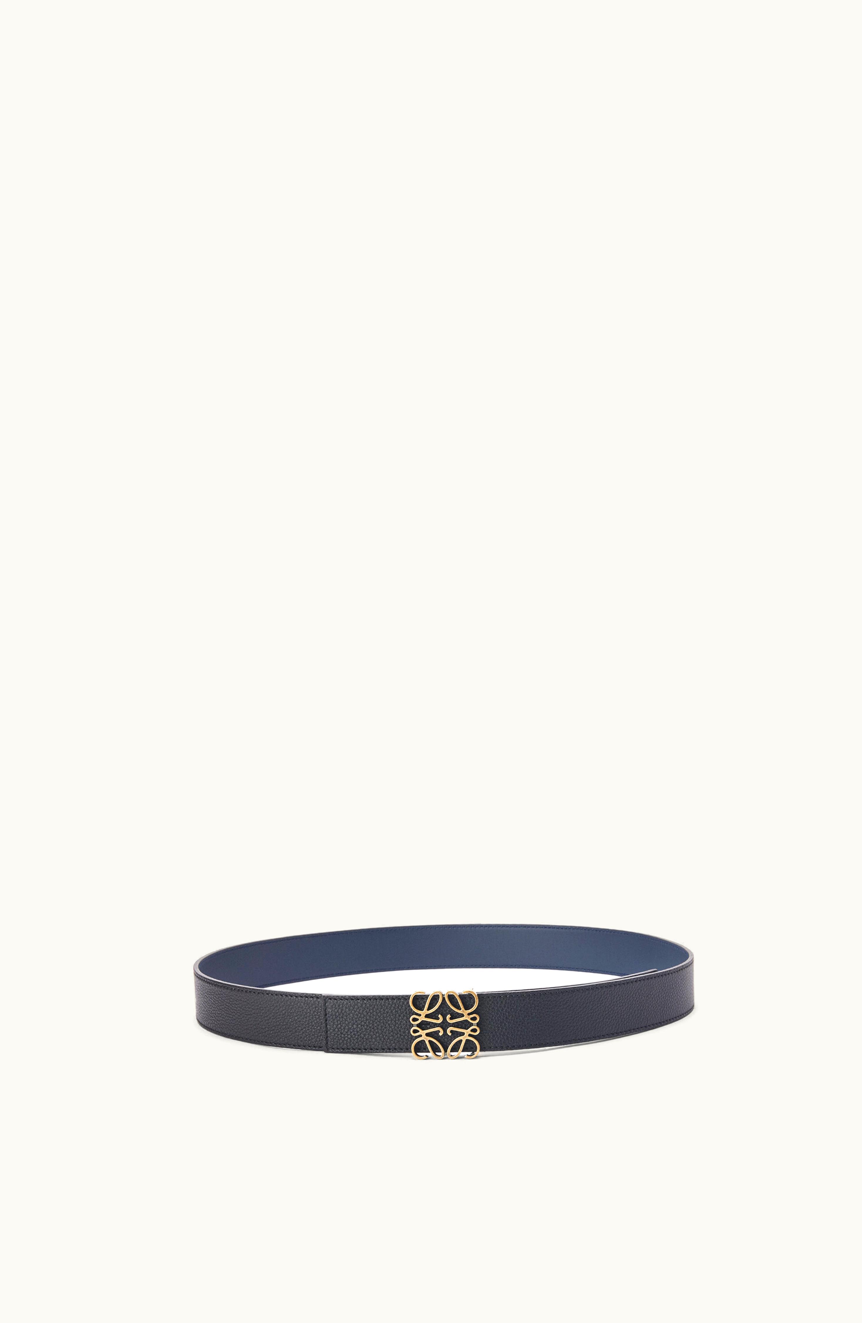 Loewe Anagram Buckle Reversible Belt Soft Grained Calfskin Smooth Calfskin Black/Ocean/Old Gold