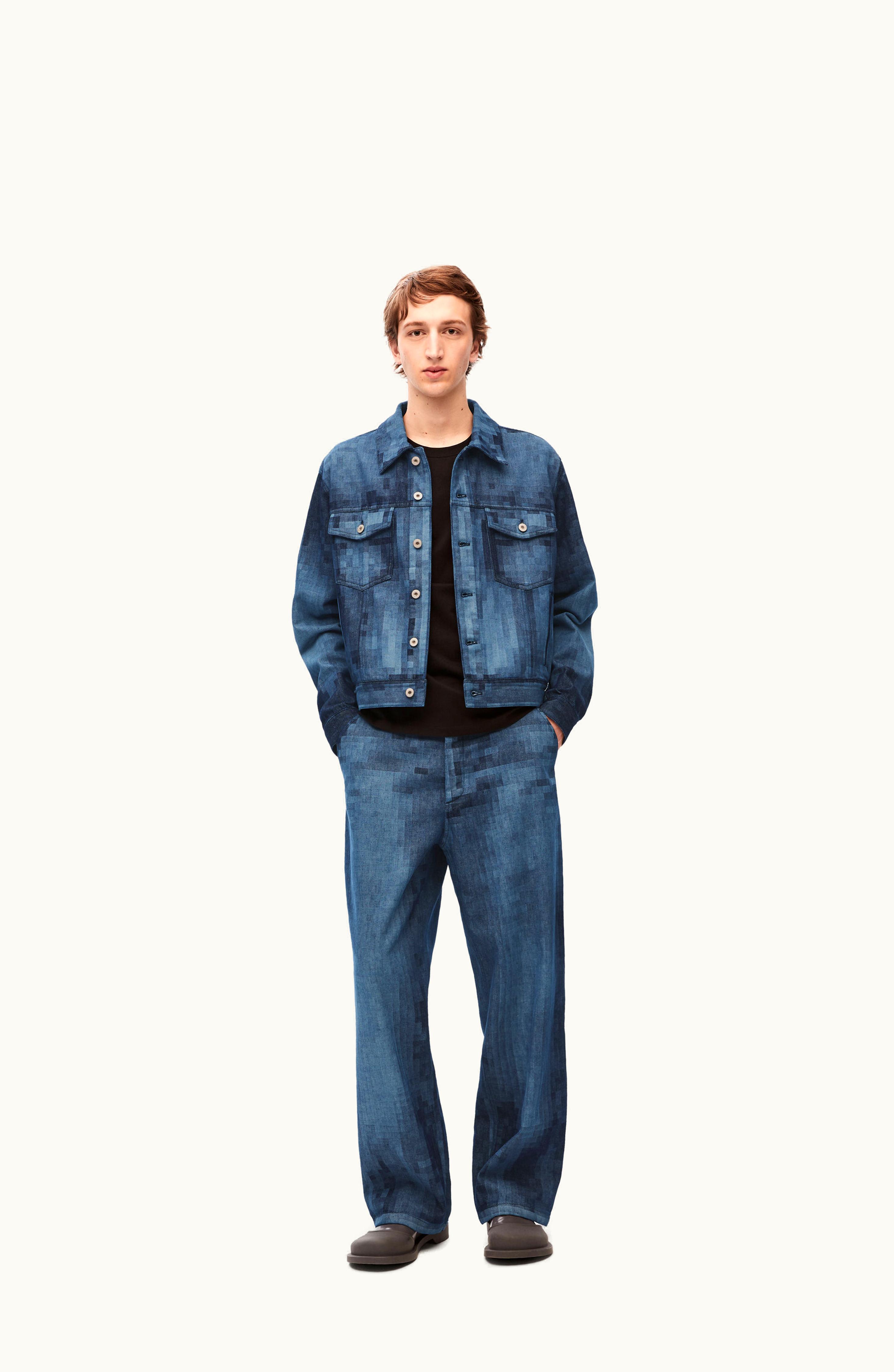 Loewe Loewe Pixelated Denim Baggy Jeans in Raw Denim