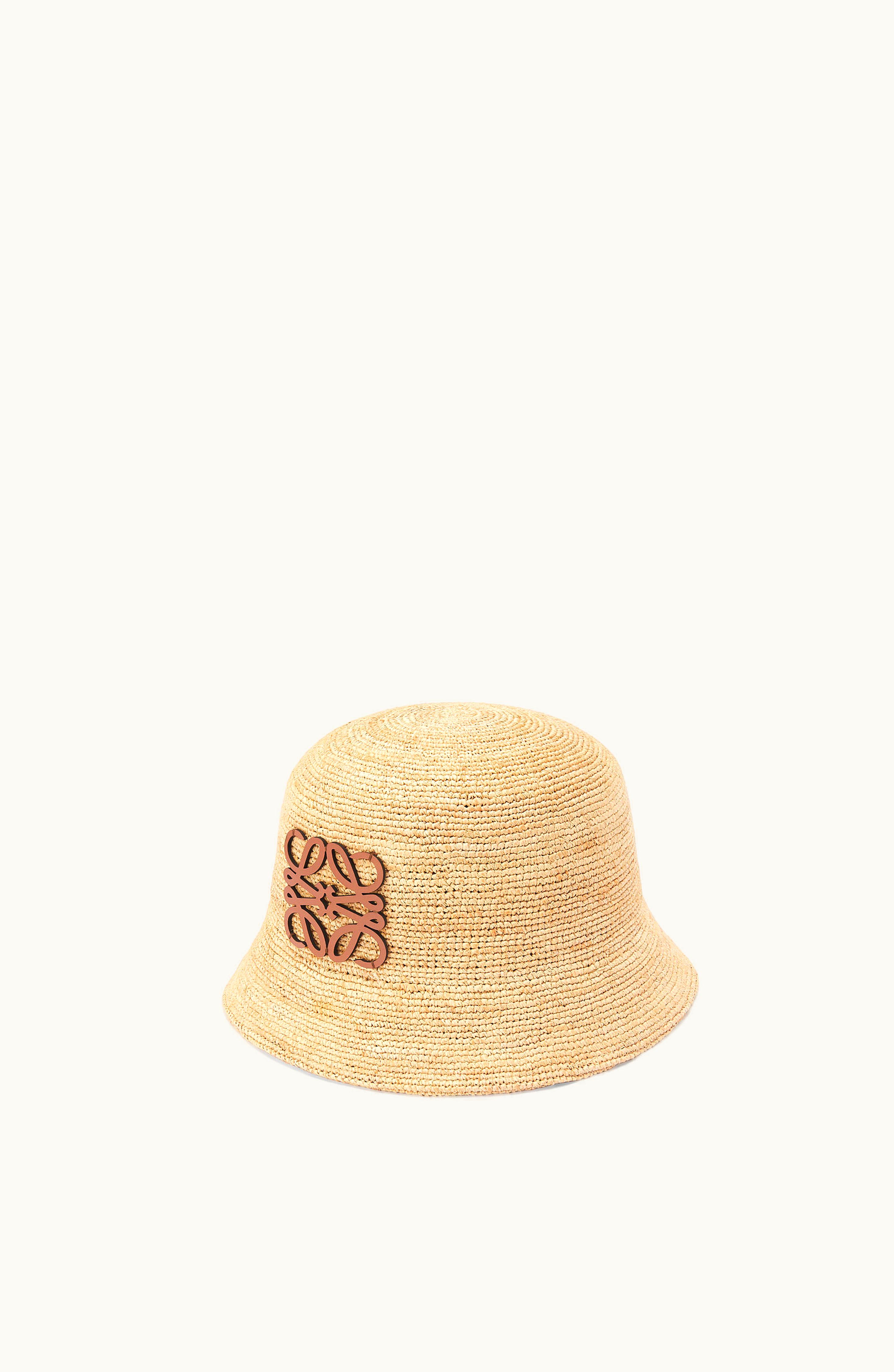 Loewe Bucket Hat In Raffia And Calfskin Natural