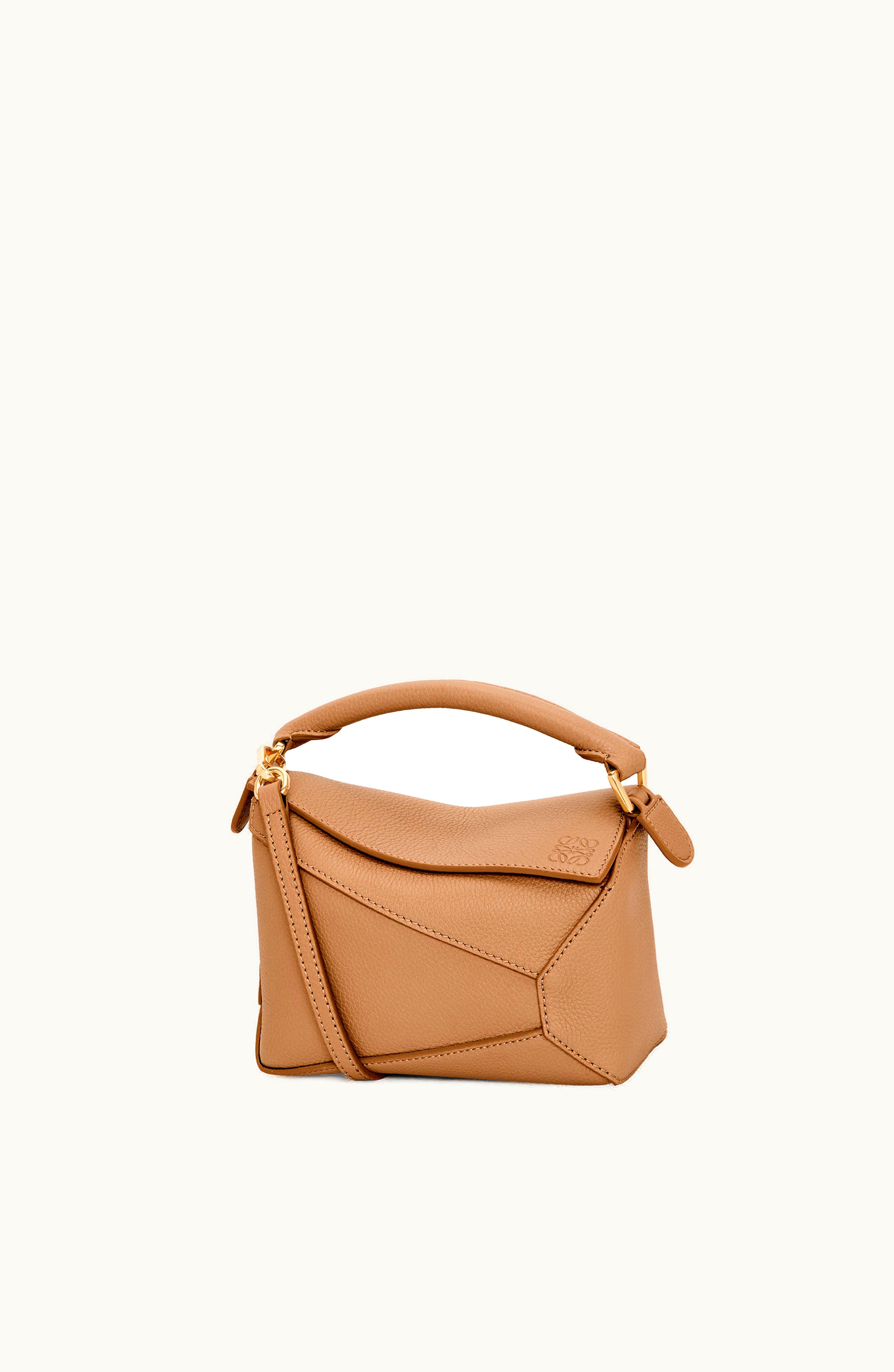 Loewe Loewe Mini Puzzle Bag In Soft Grained Calfskin Toffee