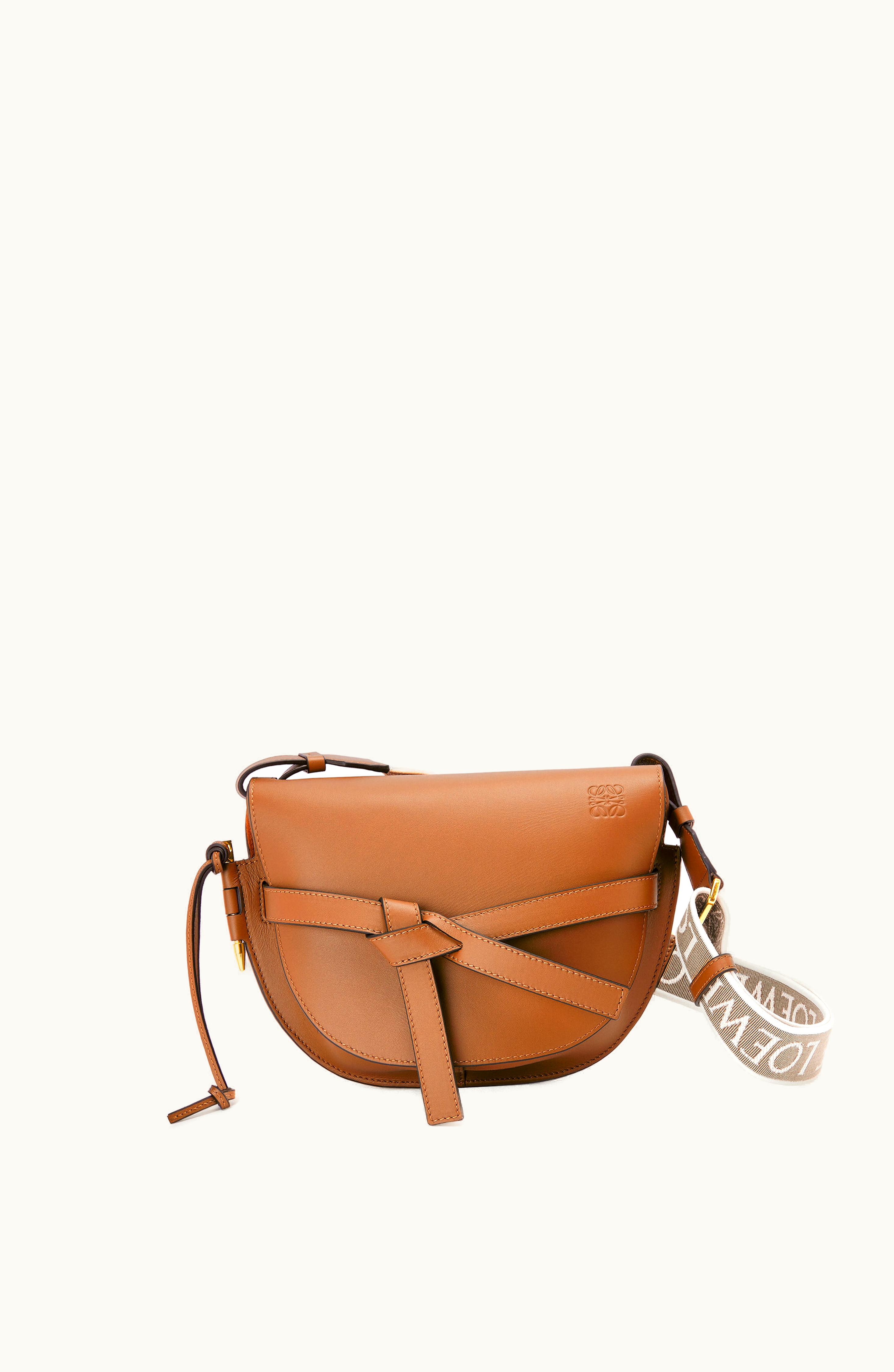 Loewe Loewe Small Gate Bag In Soft Calfskin And Jacquard Tan