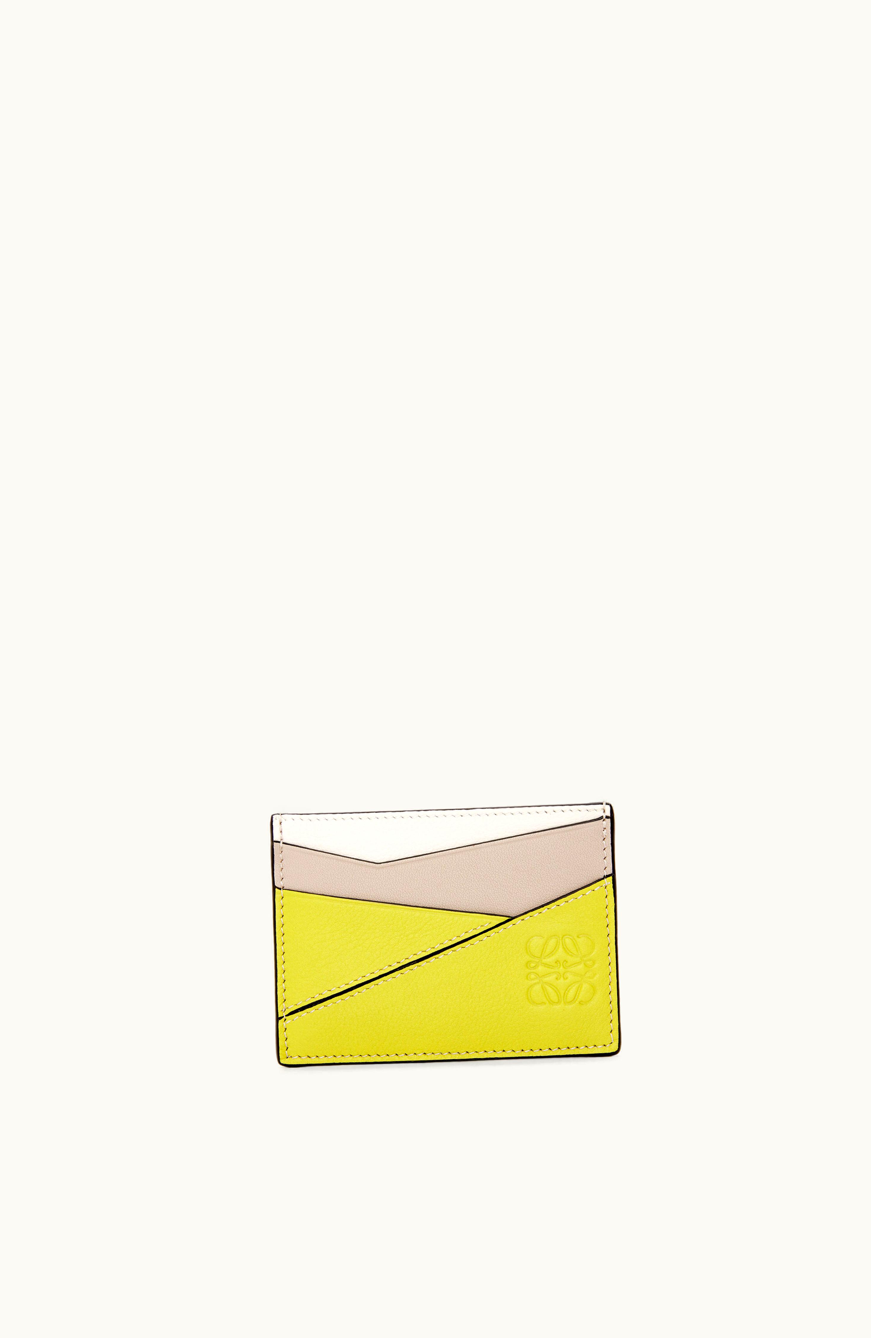 Loewe Puzzle Plain Cardholder In Classic Calfskin Lime Yellow / Light Oat