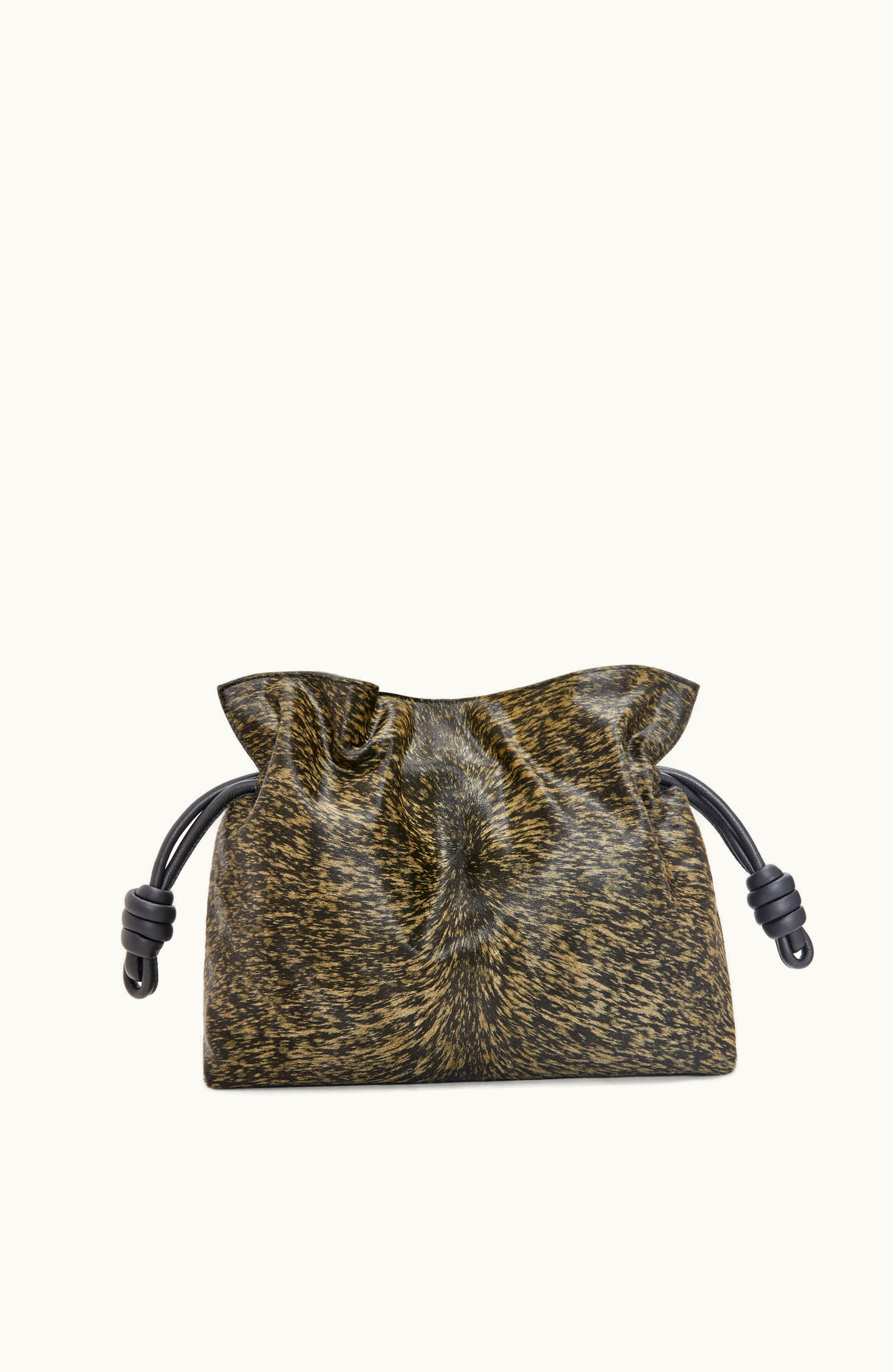 Loewe Flamenco Clutch In Hairy Calfskin Dark Khaki Green