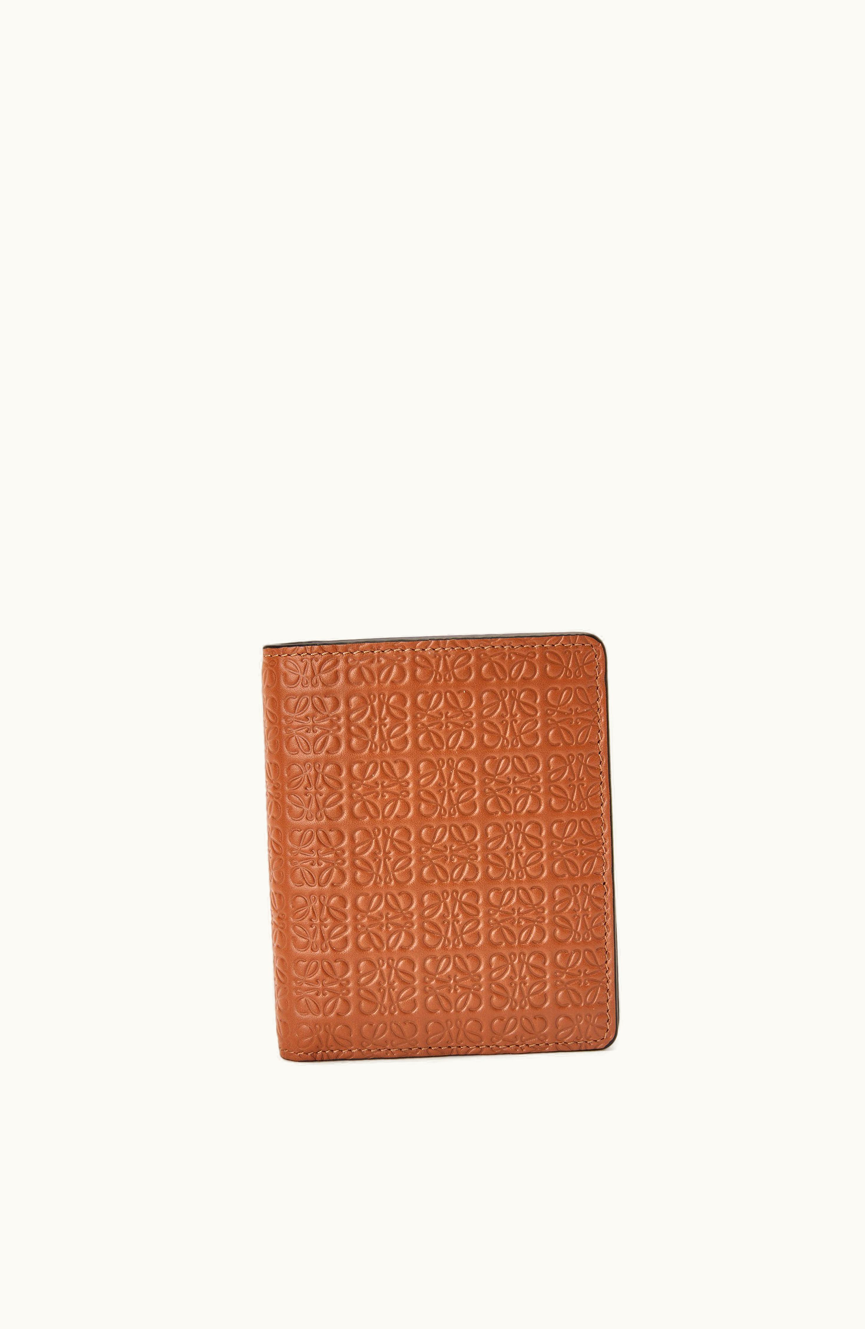 Loewe Compact Zip Wallet In Embossed Silk Calfskin Tan