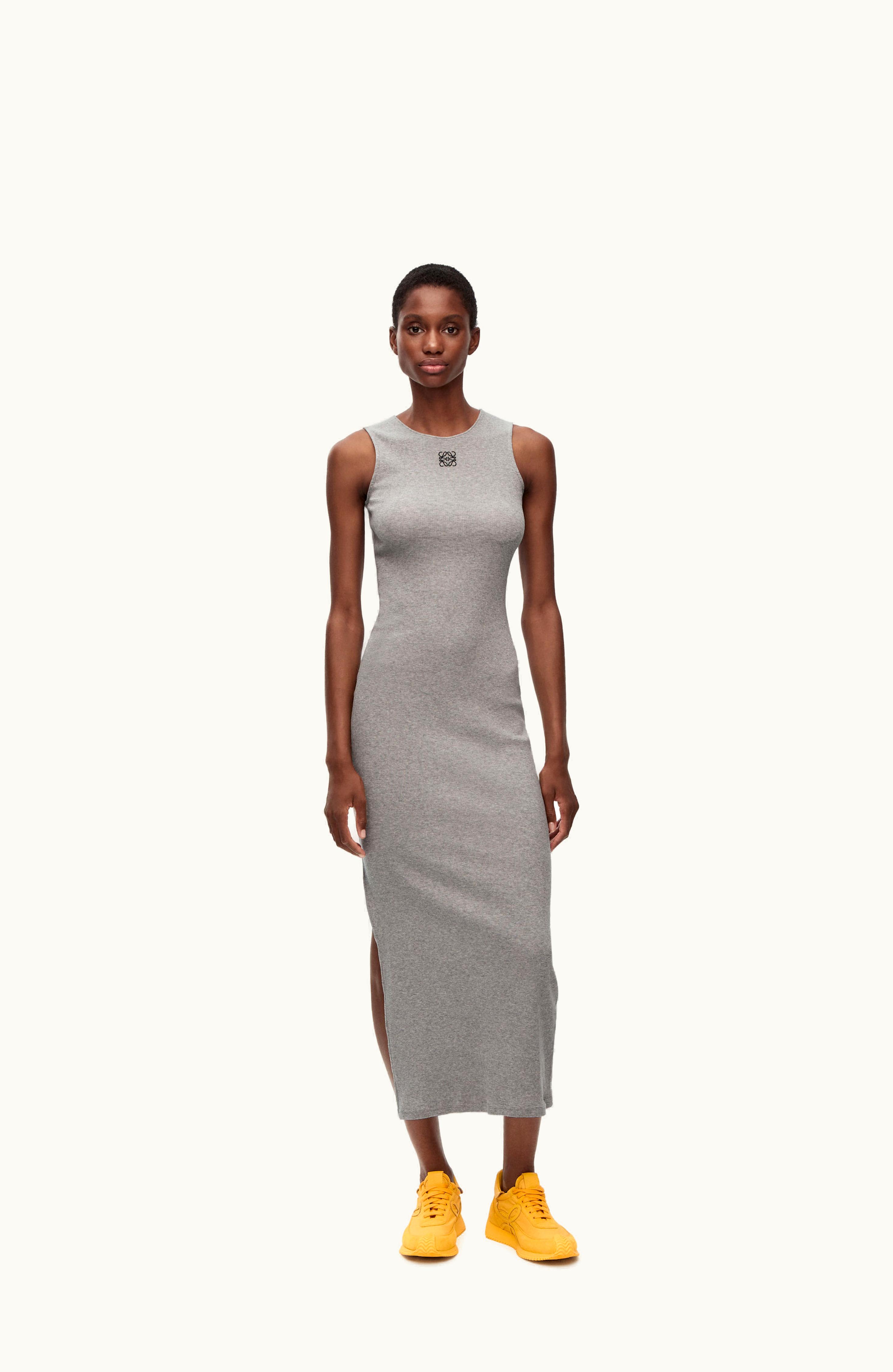 Loewe Loewe Anagram Tank Dress In Cotton Grey Melange
