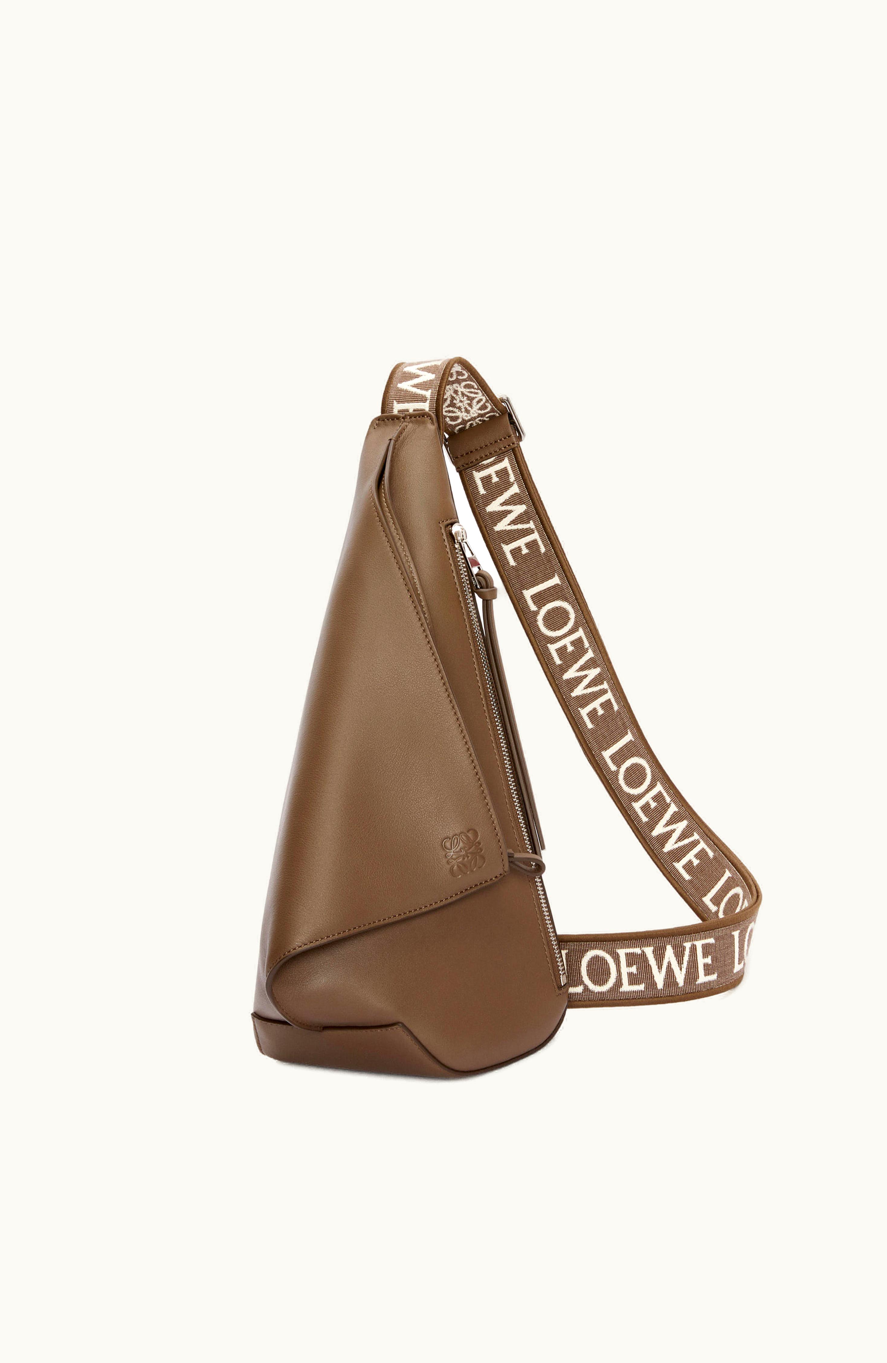 Loewe Anton Sling In Supple Smooth Calf And Jacquard Winter Brown