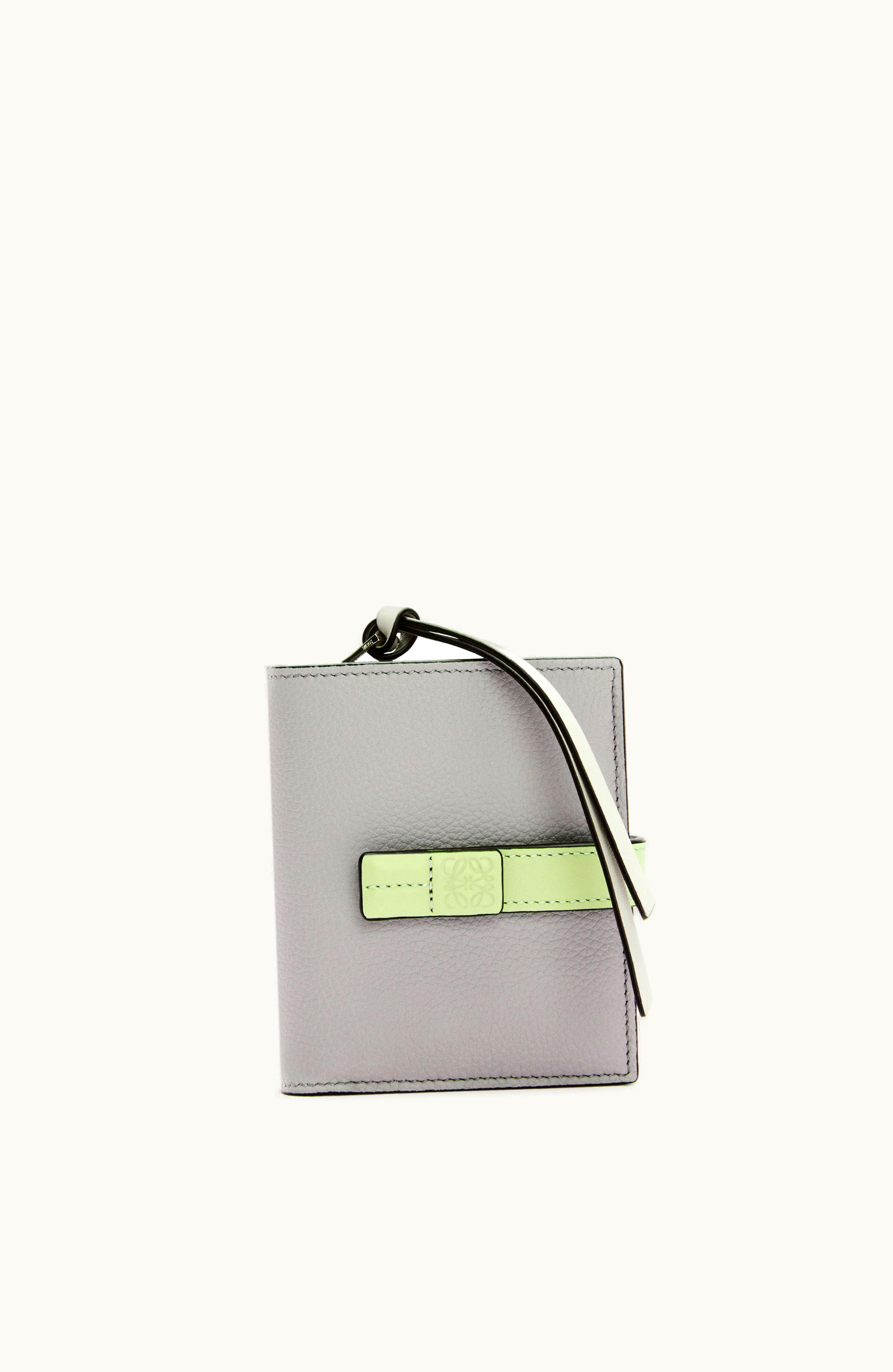 Loewe Loewe Compact Zip Wallet In Soft Grained Calfskin Pearl Grey / Light Pale Green