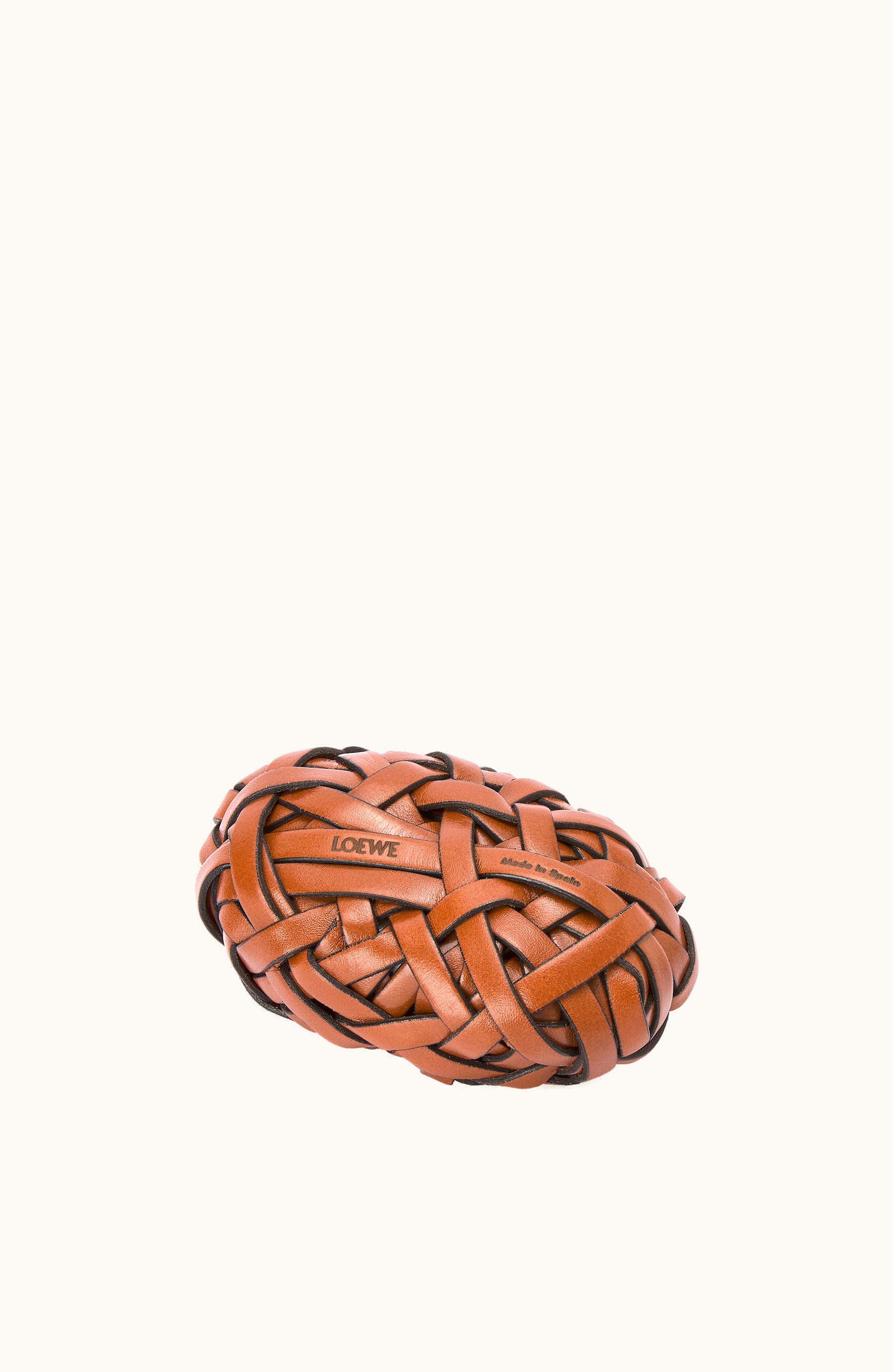 Loewe Nest Woven Paperweight In Stone And Calfskin Tan