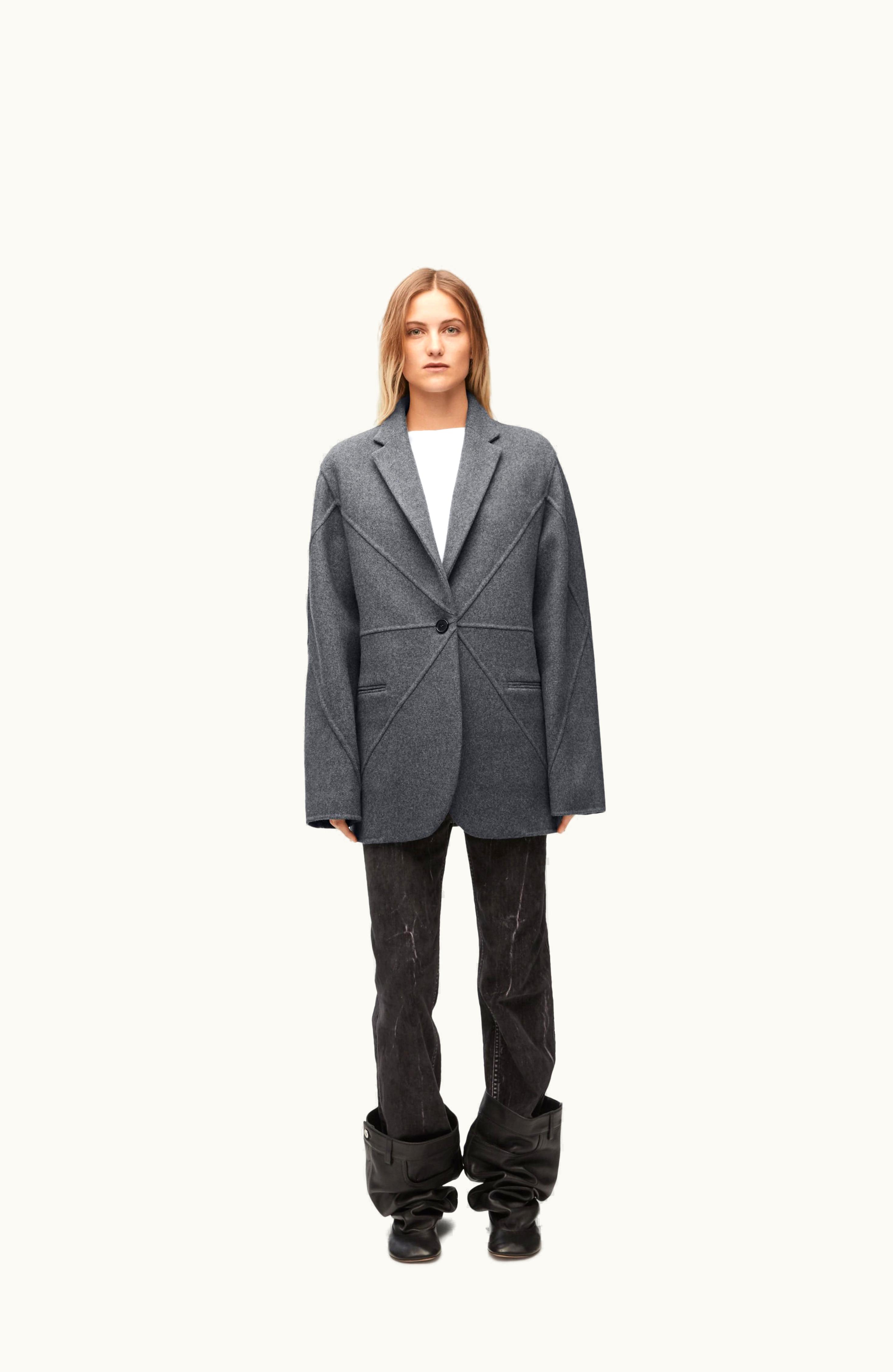Loewe Loewe Puzzle Fold Jacket In Wool Grey Melange