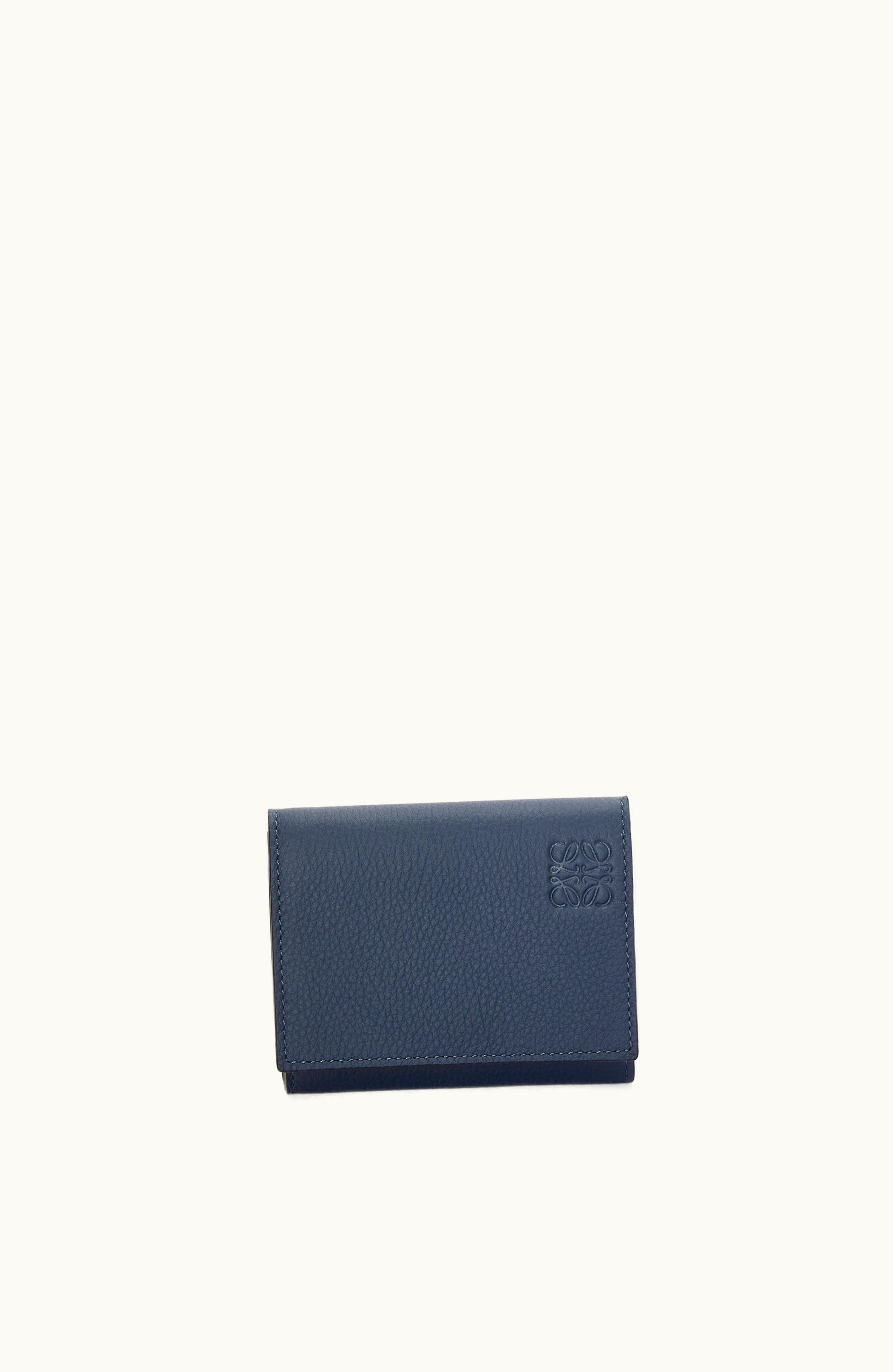 Loewe Trifold Wallet In Soft Grained Calfskin Onyx Blue