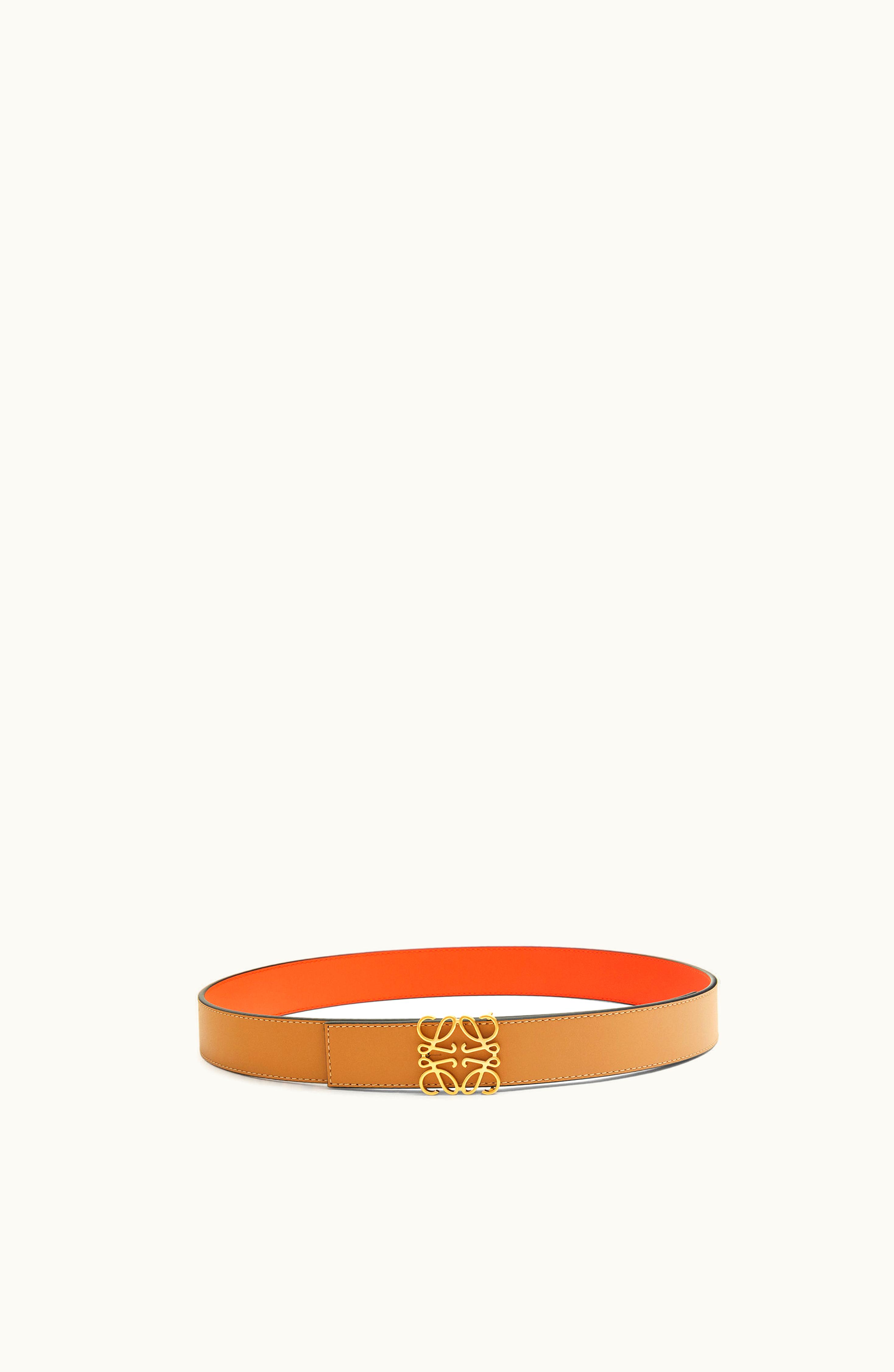 Loewe Loewe Reversible Anagram Belt In Smooth Calfskin Warm Desert / Orange / Satin Gold