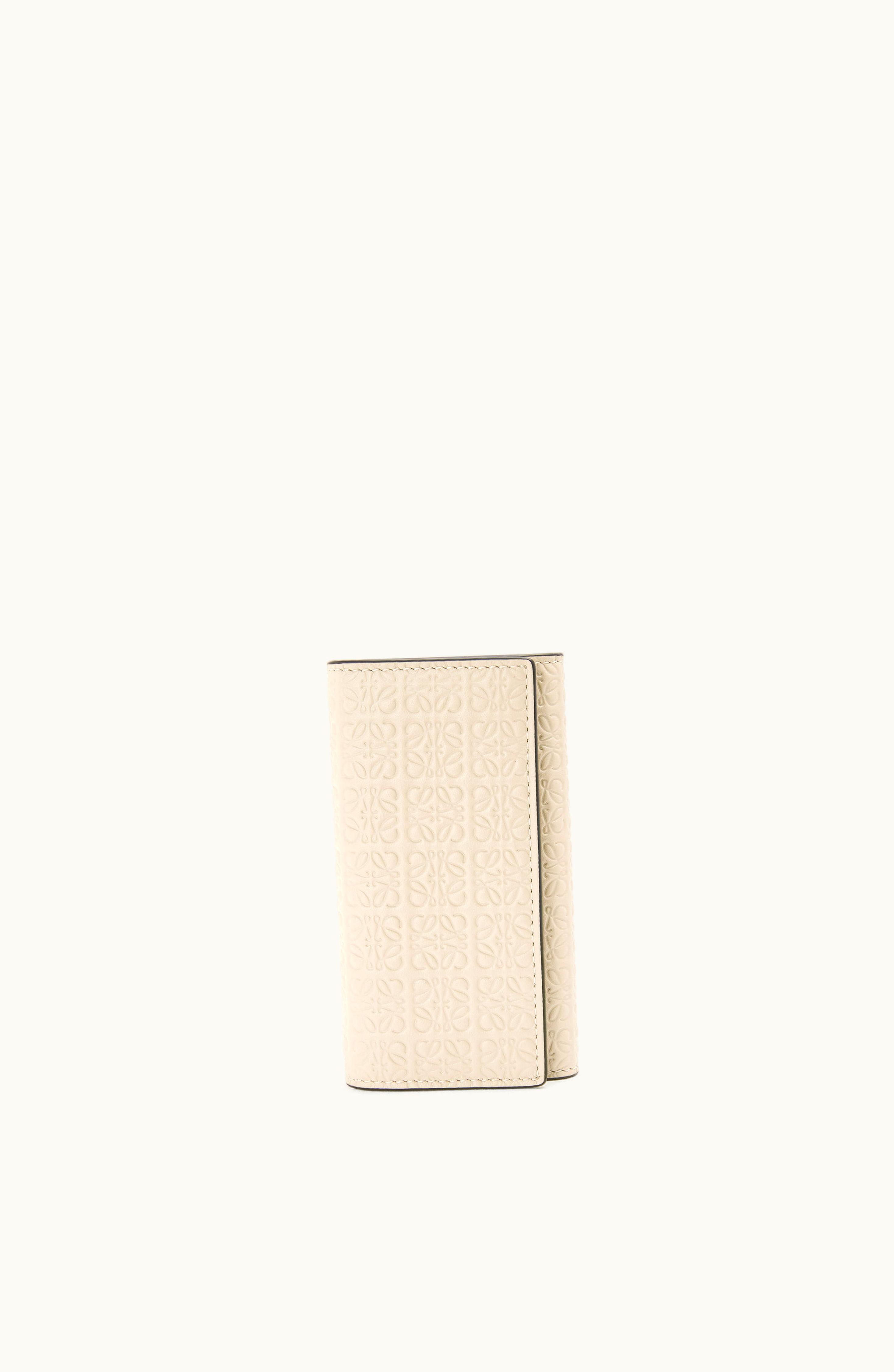 Loewe Repeat Key Case In Embossed Silk Calfskin Light Oat