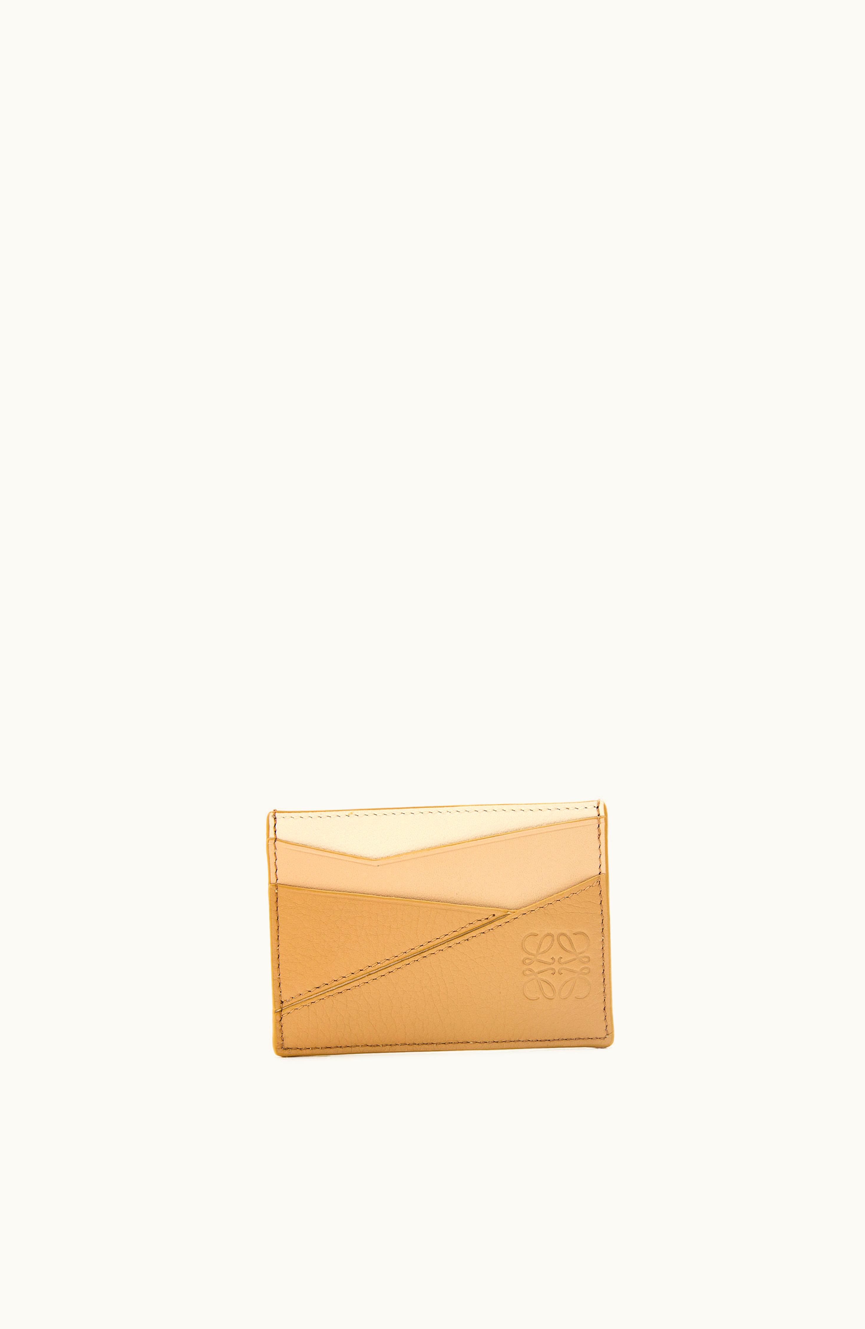 Loewe Puzzle Plain Cardholder In Classic Calfskin Angora / Dusty Beige / Gold