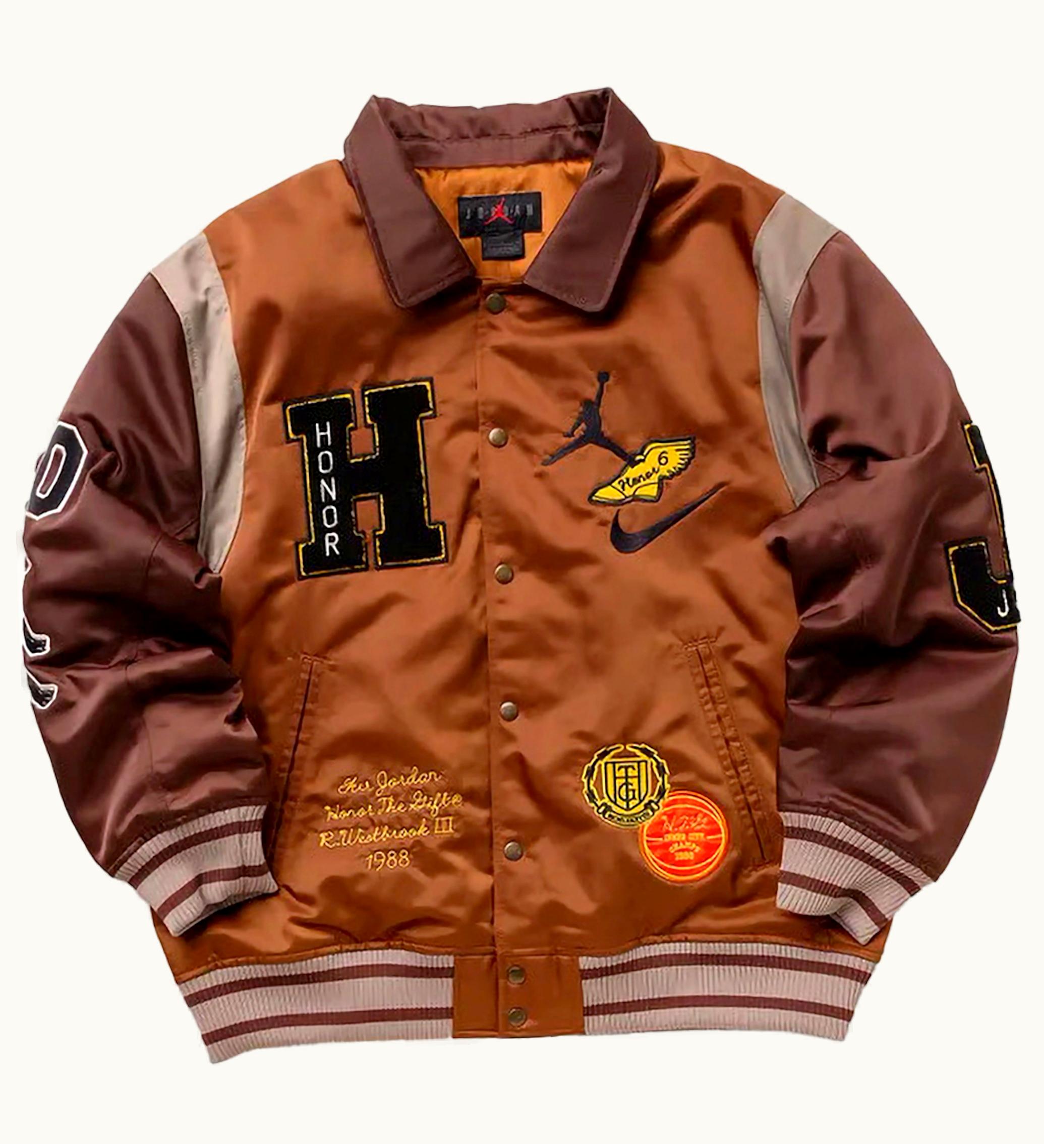 Jordan Jordan X Honor The Gift Westbrook Varsity Jacket Brown