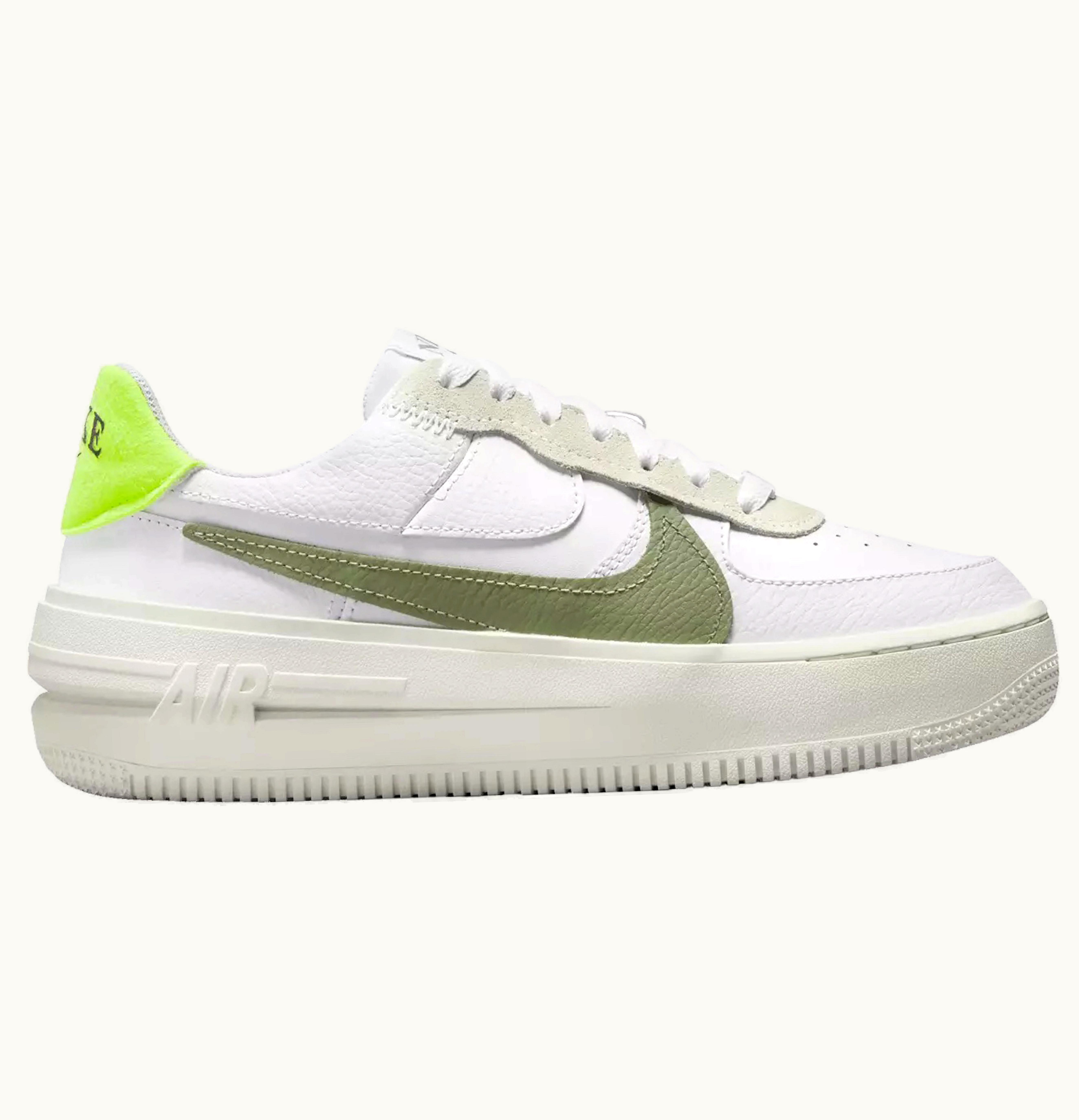 Nike Nike Air Force 1 Pltaform White Oil Green Womens