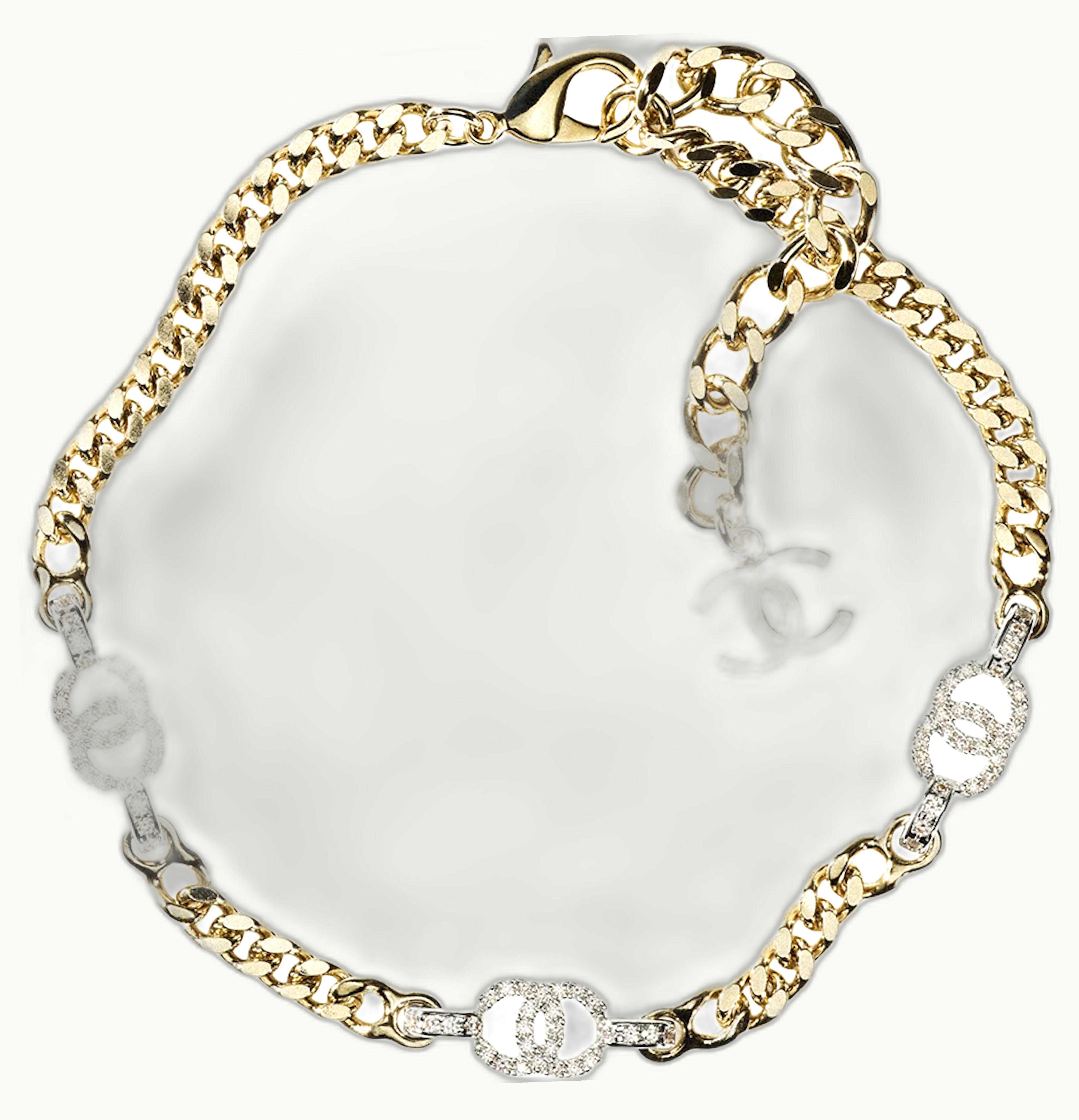 Chanel Chanel Choker Necklace AB8287 Gold Silver Crystal