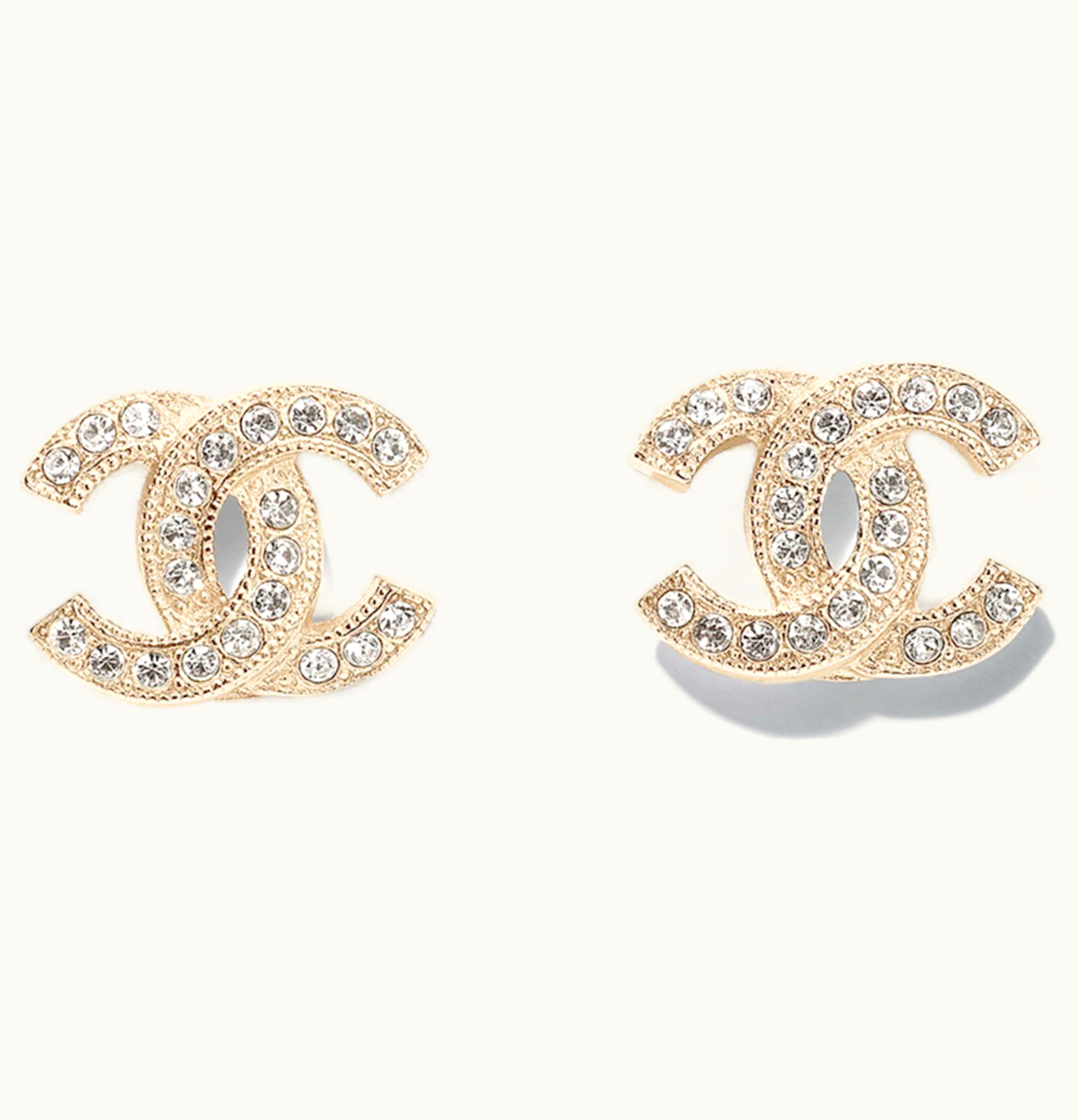 Chanel Chanel Metal Diamantes Earrings Silver Gold