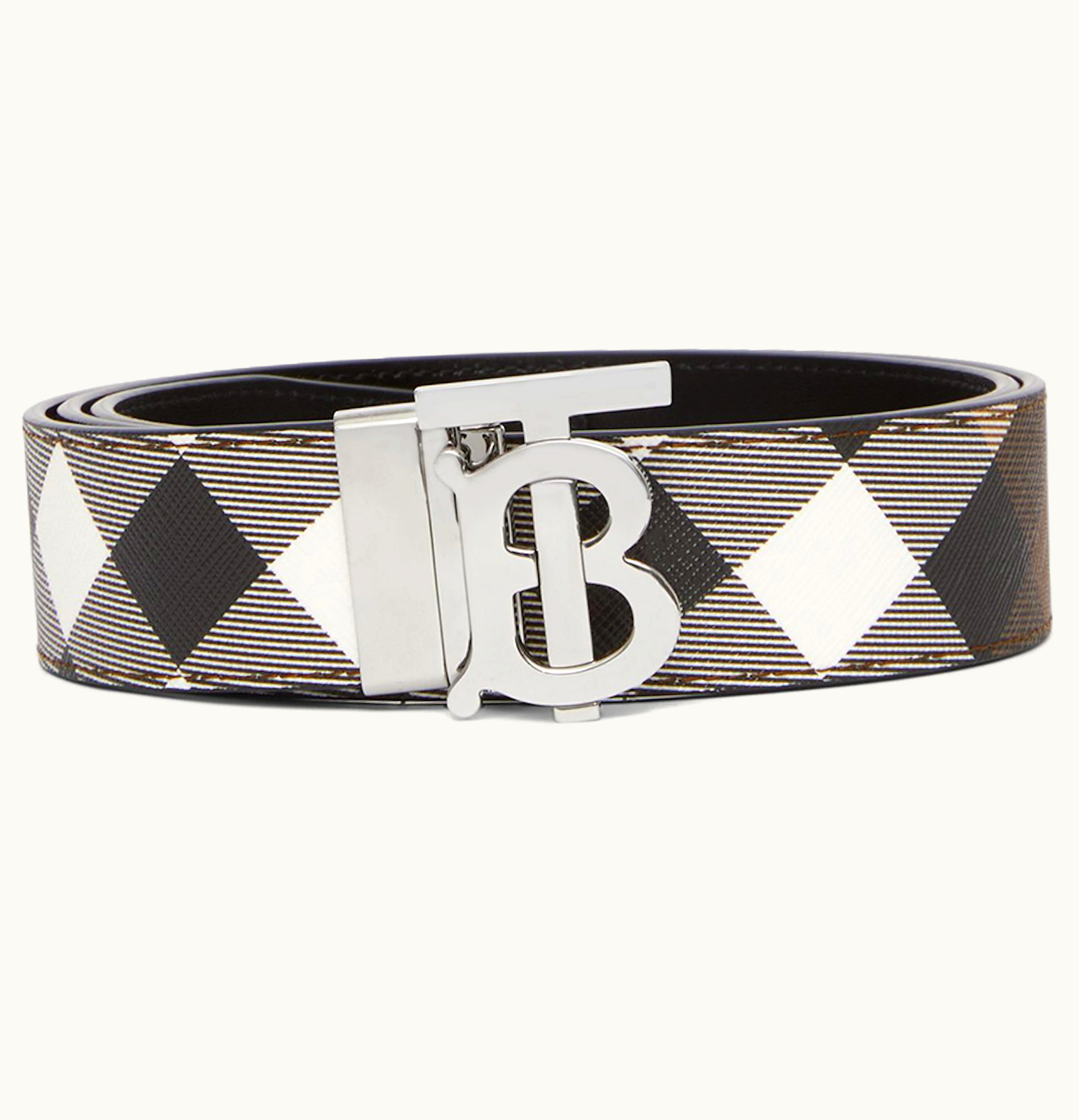 Burberry Burberry Reversible Monogram Motif Check Belt Dark Birch Brown