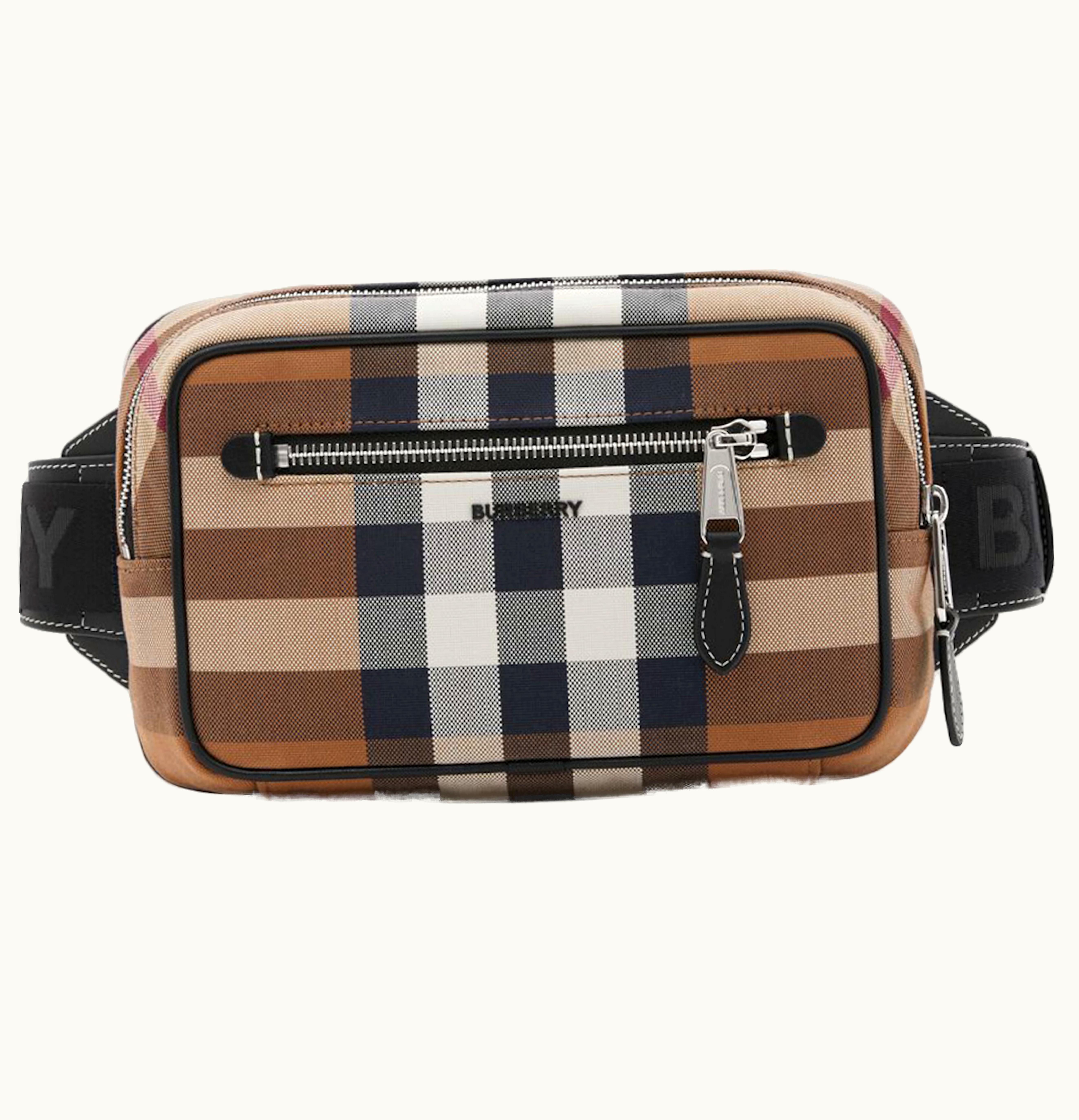 Burberry Burberry Check Cotton Canvas and Leather Bum Bag Birch Brown