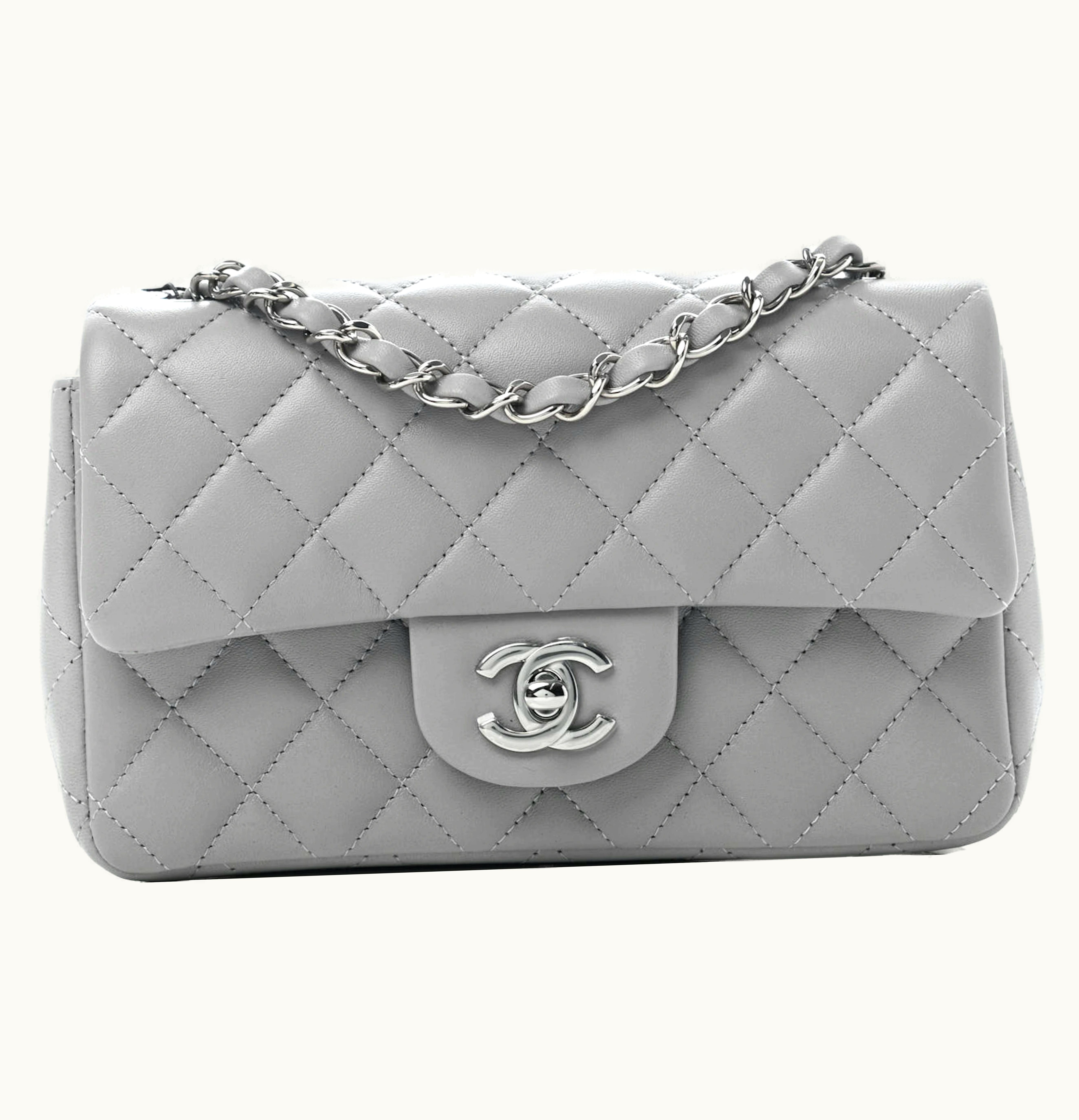 Chanel Chanel Quilted Mini Rectangular Flap Bag Grey