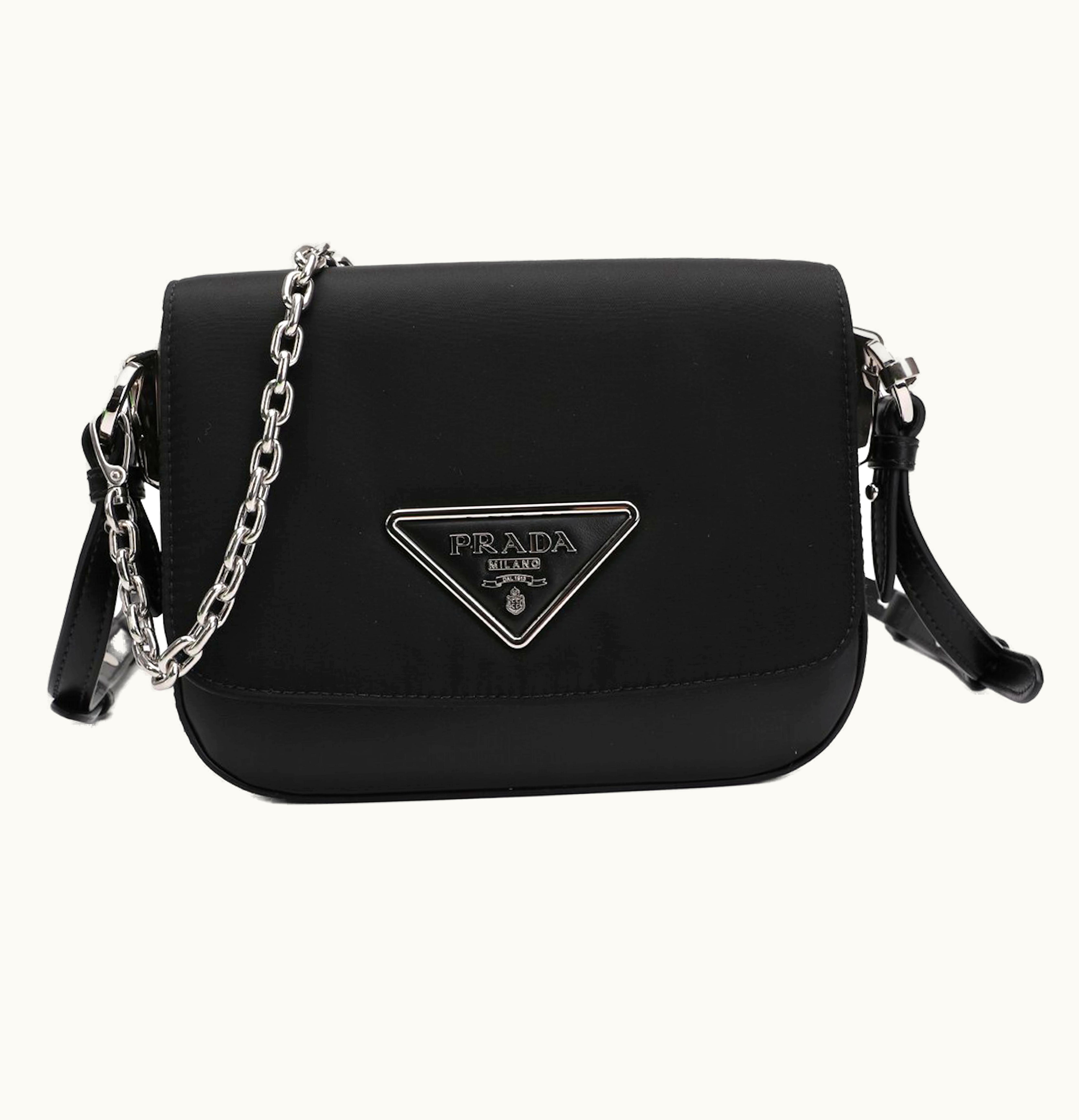 Prada Prada Identity Logo Plaque Shoulder Bag Black