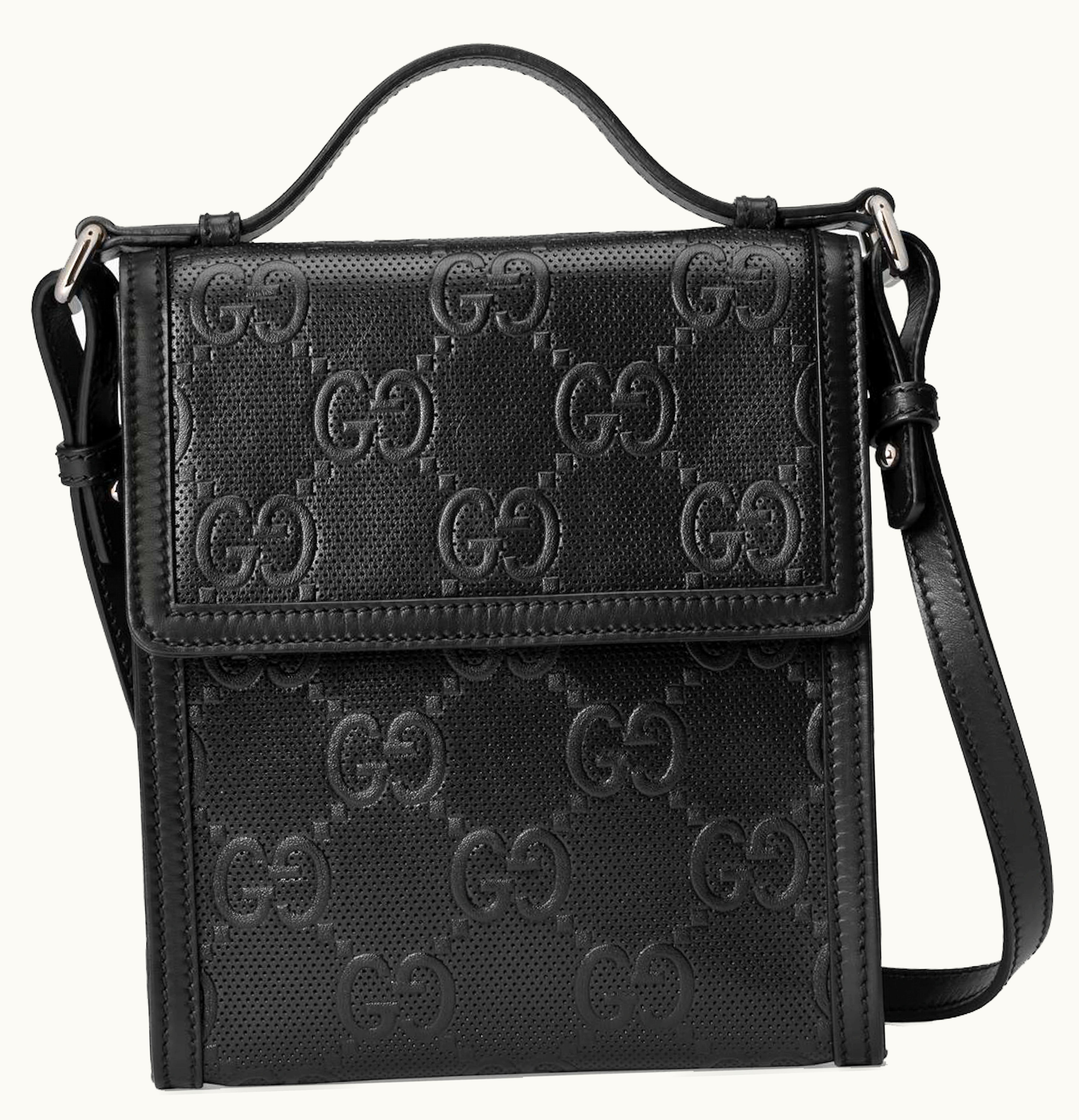 Gucci Gucci GG Embossed Messenger Bag Black