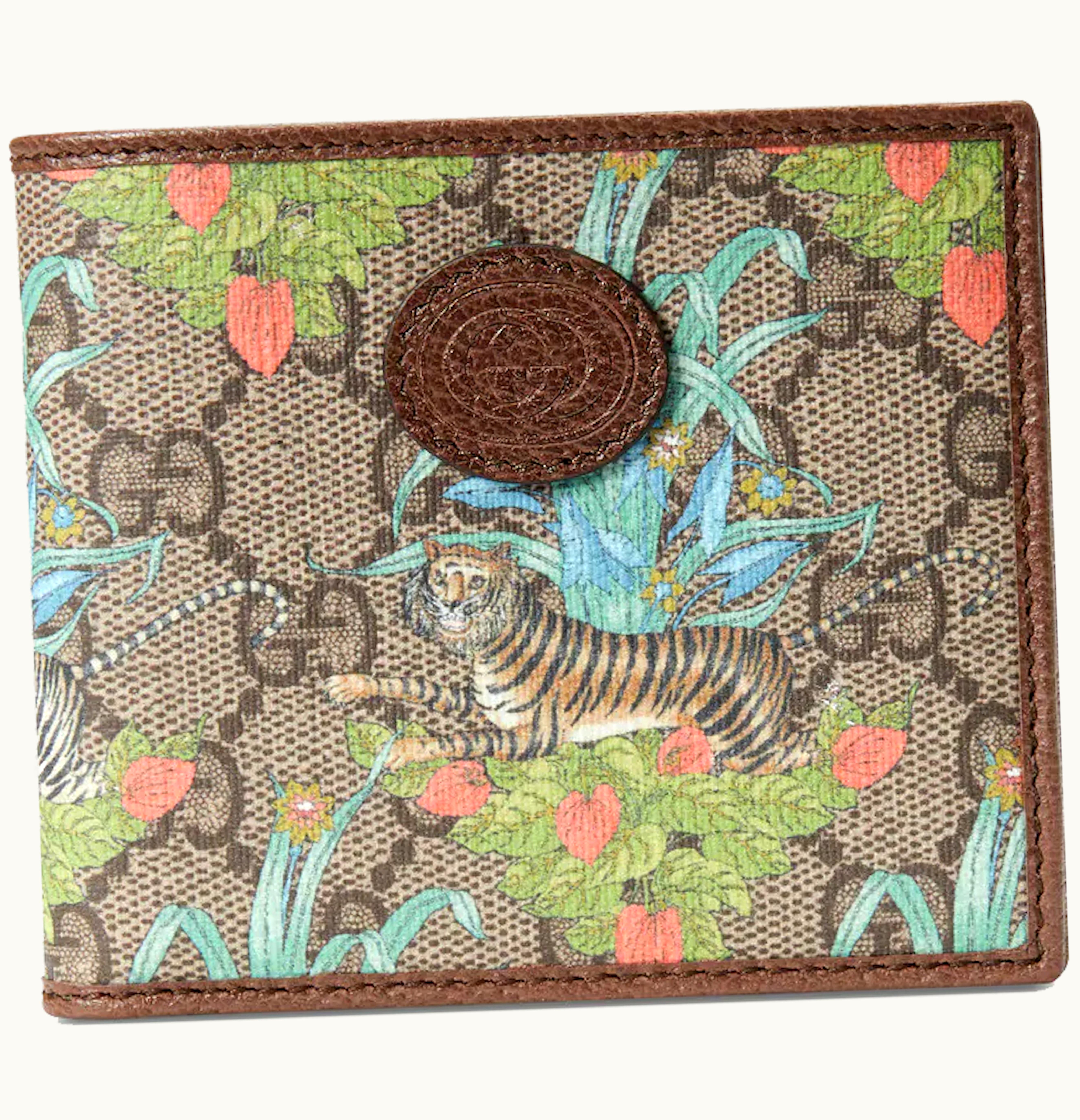 Gucci Gucci Tiger Print GG Wallet Beige Ebony