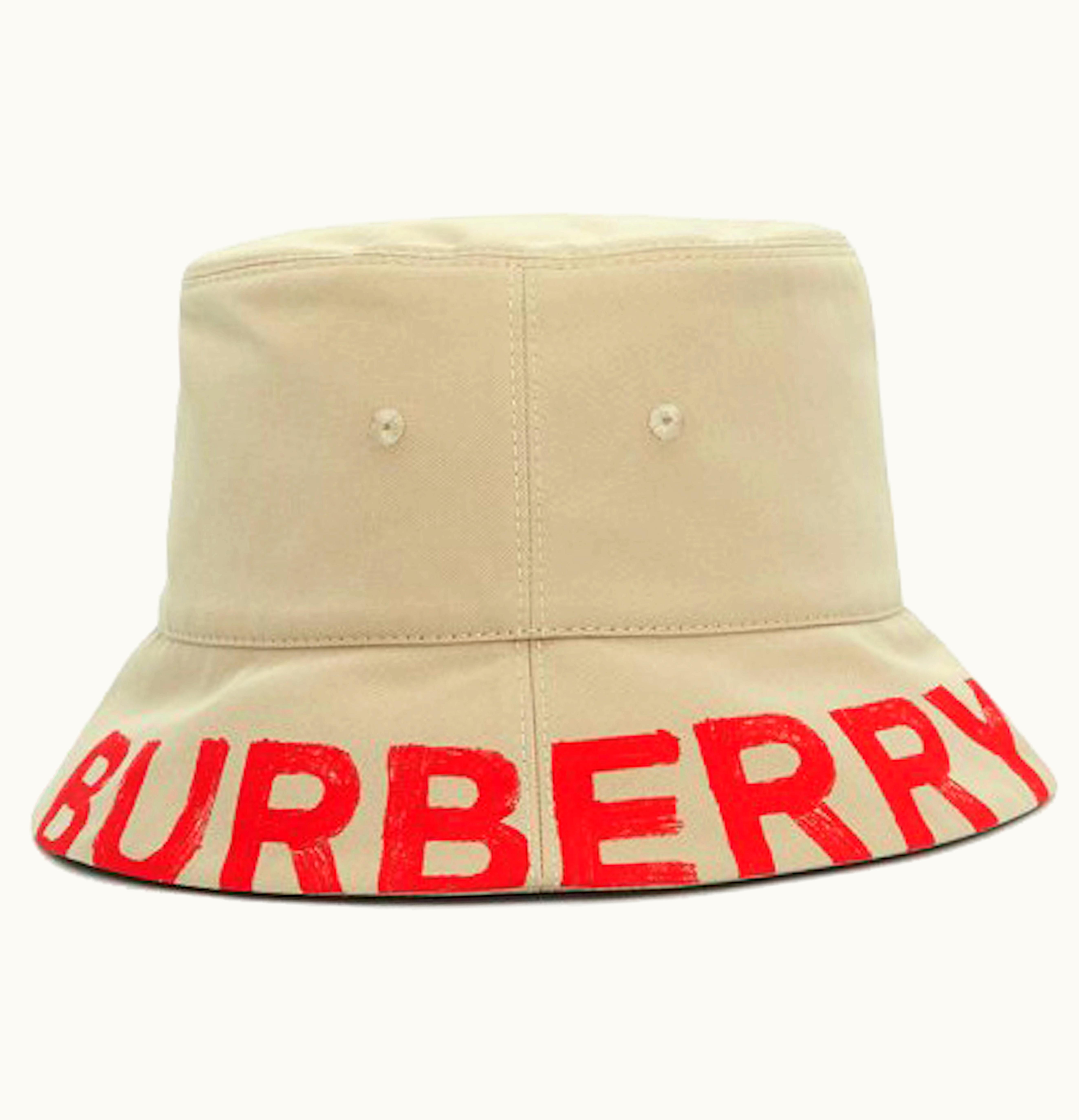 Burberry Burberry Logo Print Reversible Bucket Hat Honey Red