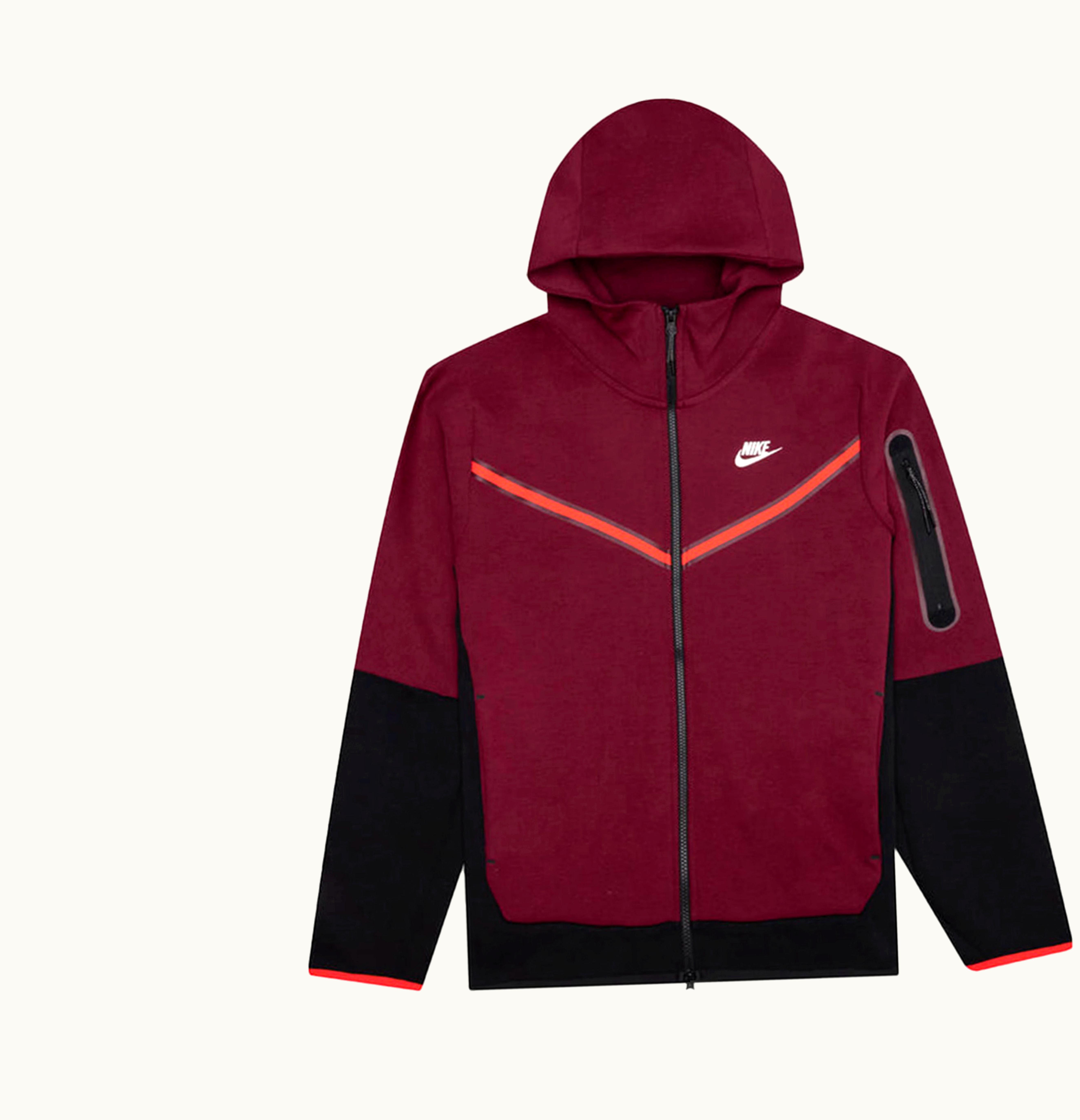 Nike Nike Sportswear Tech Fleece Full Zip Hoodie Dark Beetroot Black Phantom