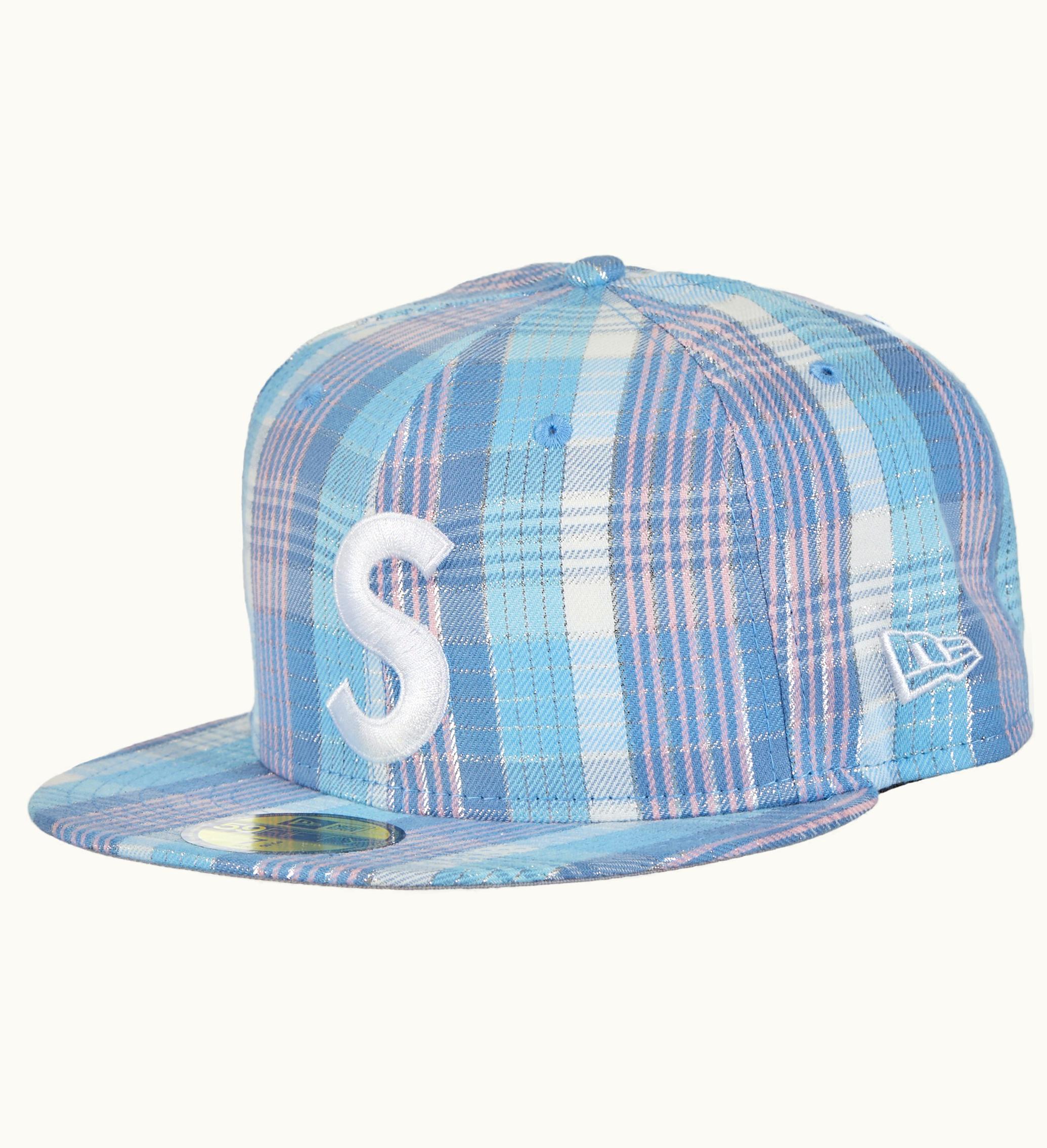 Supreme Supreme Metallic Plaid S Logo New Era Light Blue