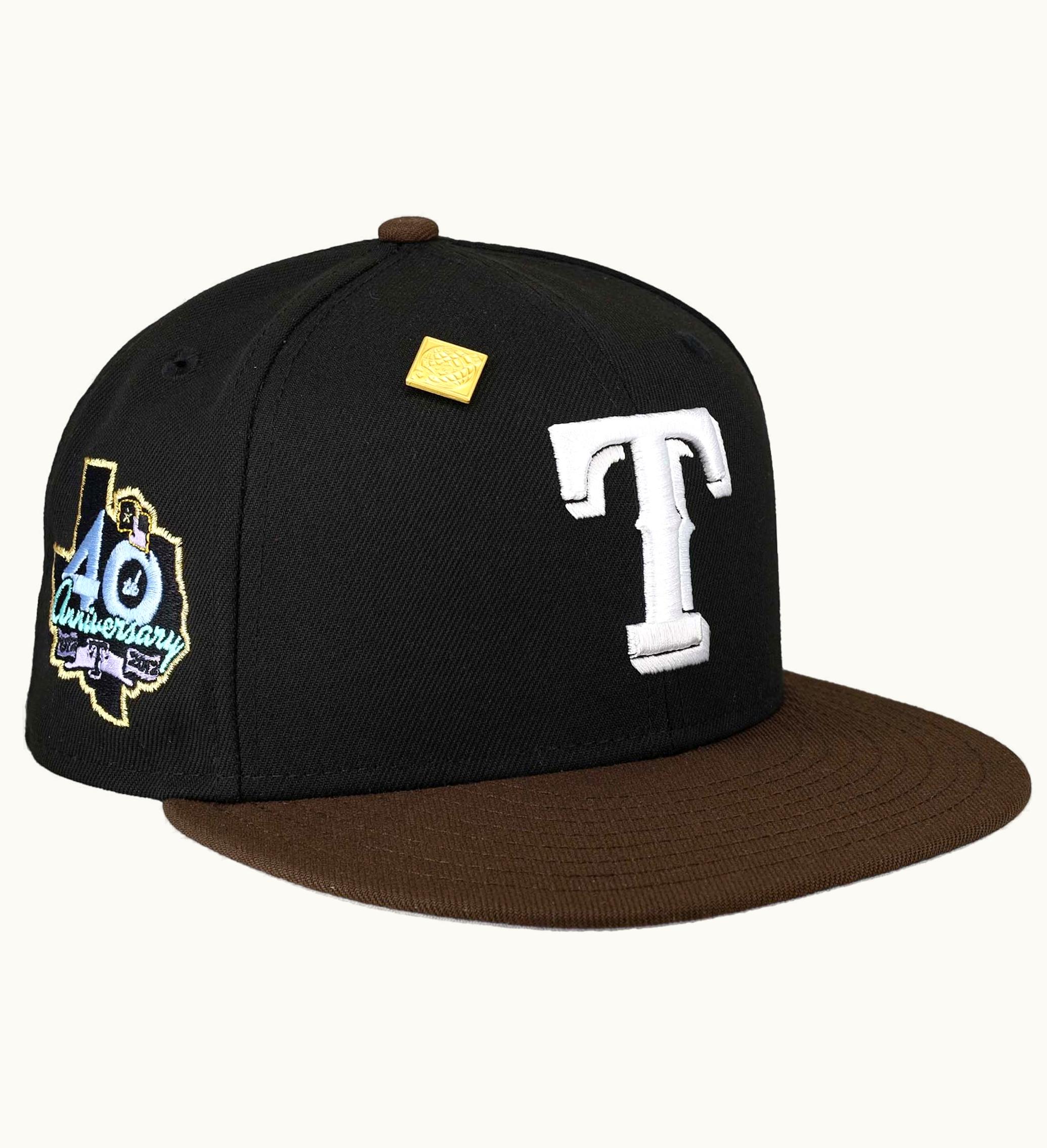 New Era New Era Texas Rangers Capsule Vintage Collection 40th Anniversary Patch 59fifty Fitted Hat Black Lavender