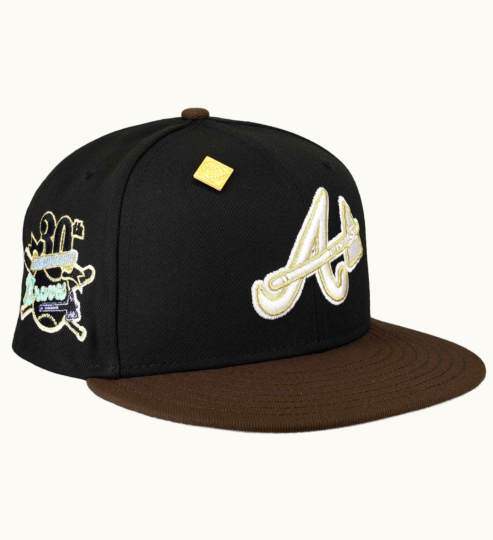 New Era New Era Atlanta Braves Capsule Vintage Collection 30th Season Patch 59fifty Fitted Hat Black Lavender