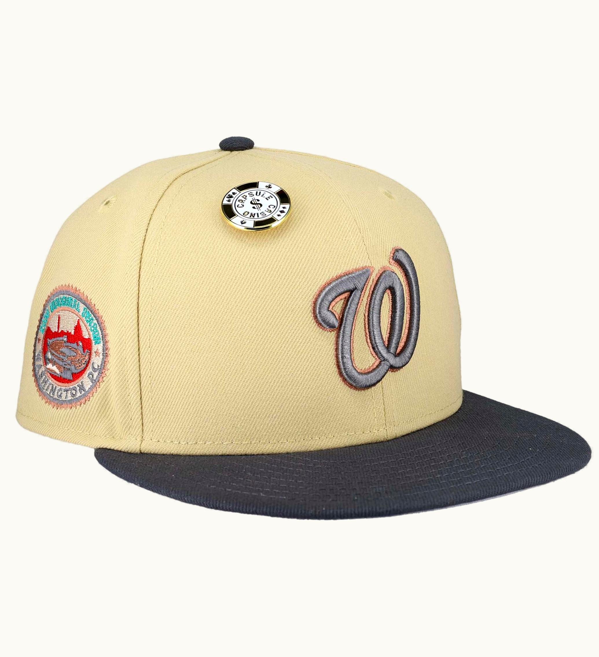 New Era New Era Washington Nationals Vegas Gold Collection Inaugural Season Patch 59fifty Fitted Hat Tan Grey