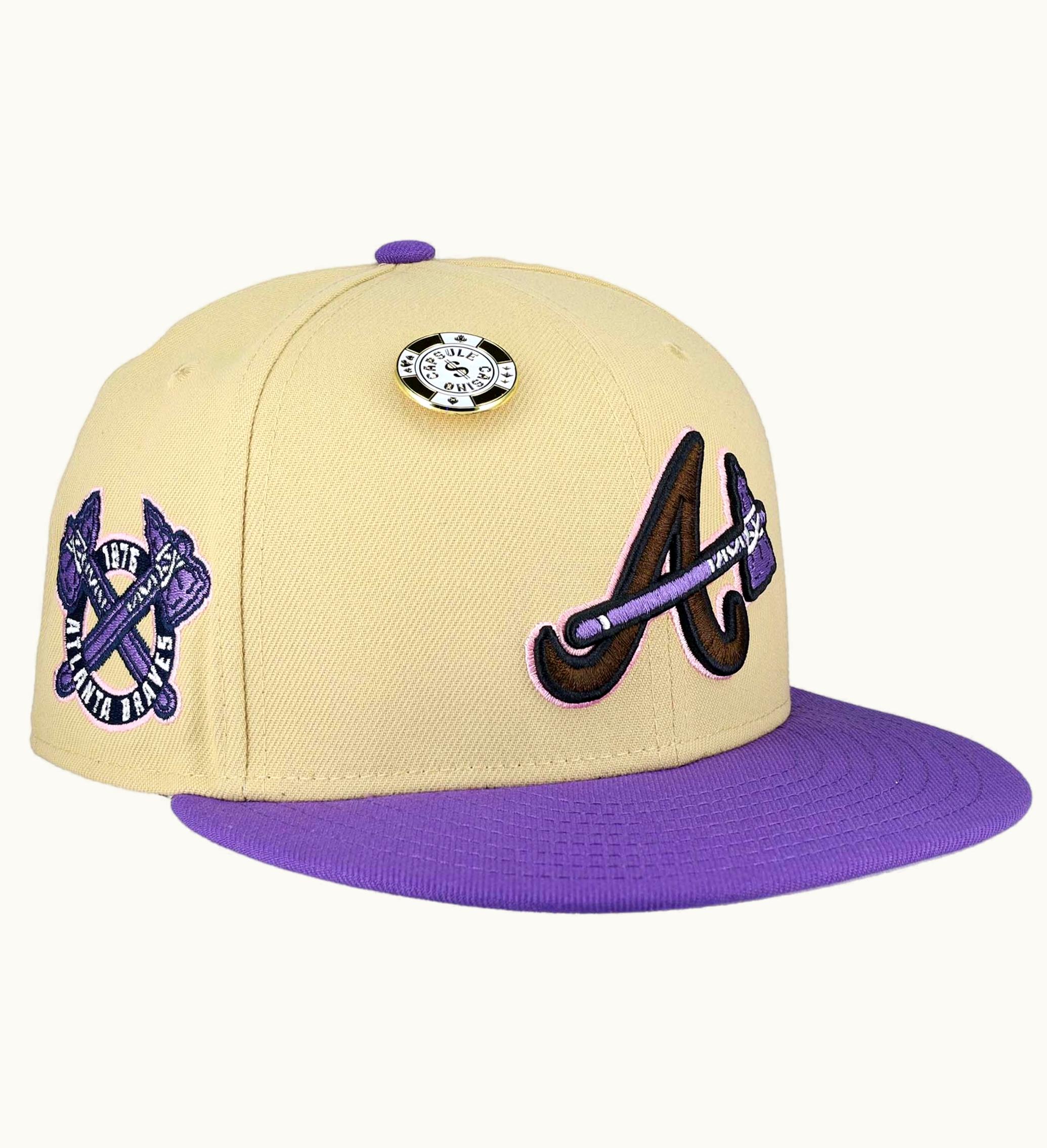 New Era New Era Atlanta Braves Vegas Gold Collection 1876 Patch 59fifty Fitted Hat Tan Grey