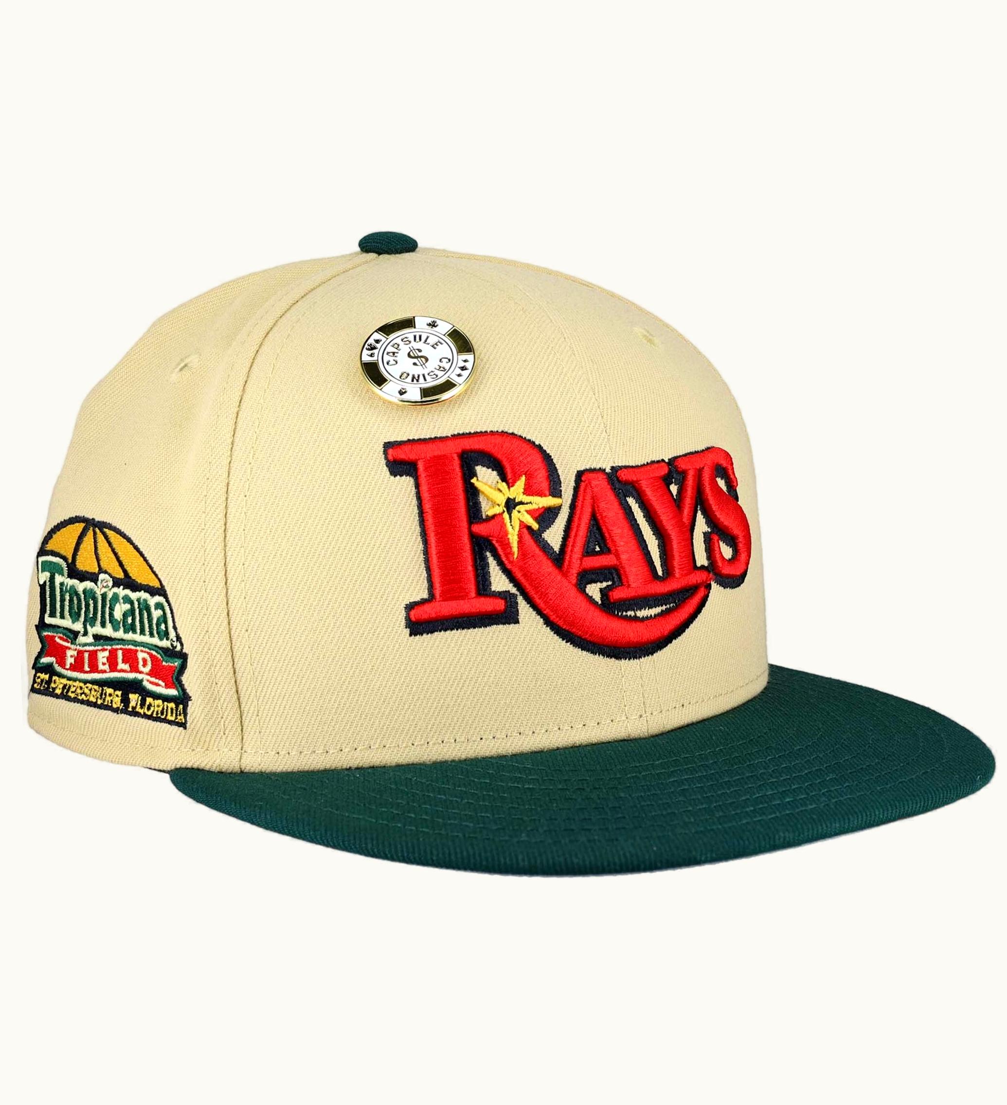 New Era New Era Tampa Bay Devil Rays Vegas Gold Collection Tropicana Field Patch 59fifty Fitted Hat Tan Grey