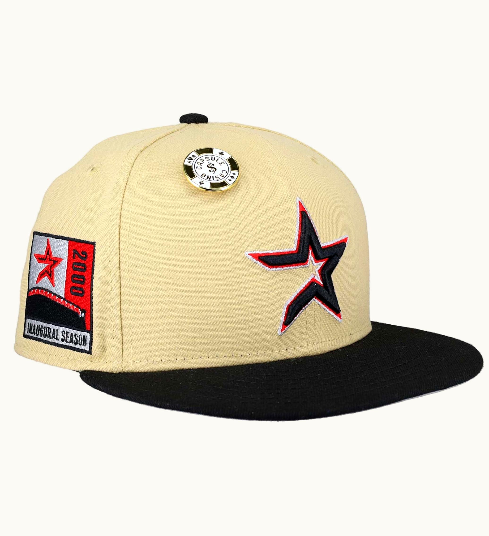 New Era New Era Houston Astros Vegas Gold Collection Inaugural Season Patch 59fifty Fitted Hat Tan Grey