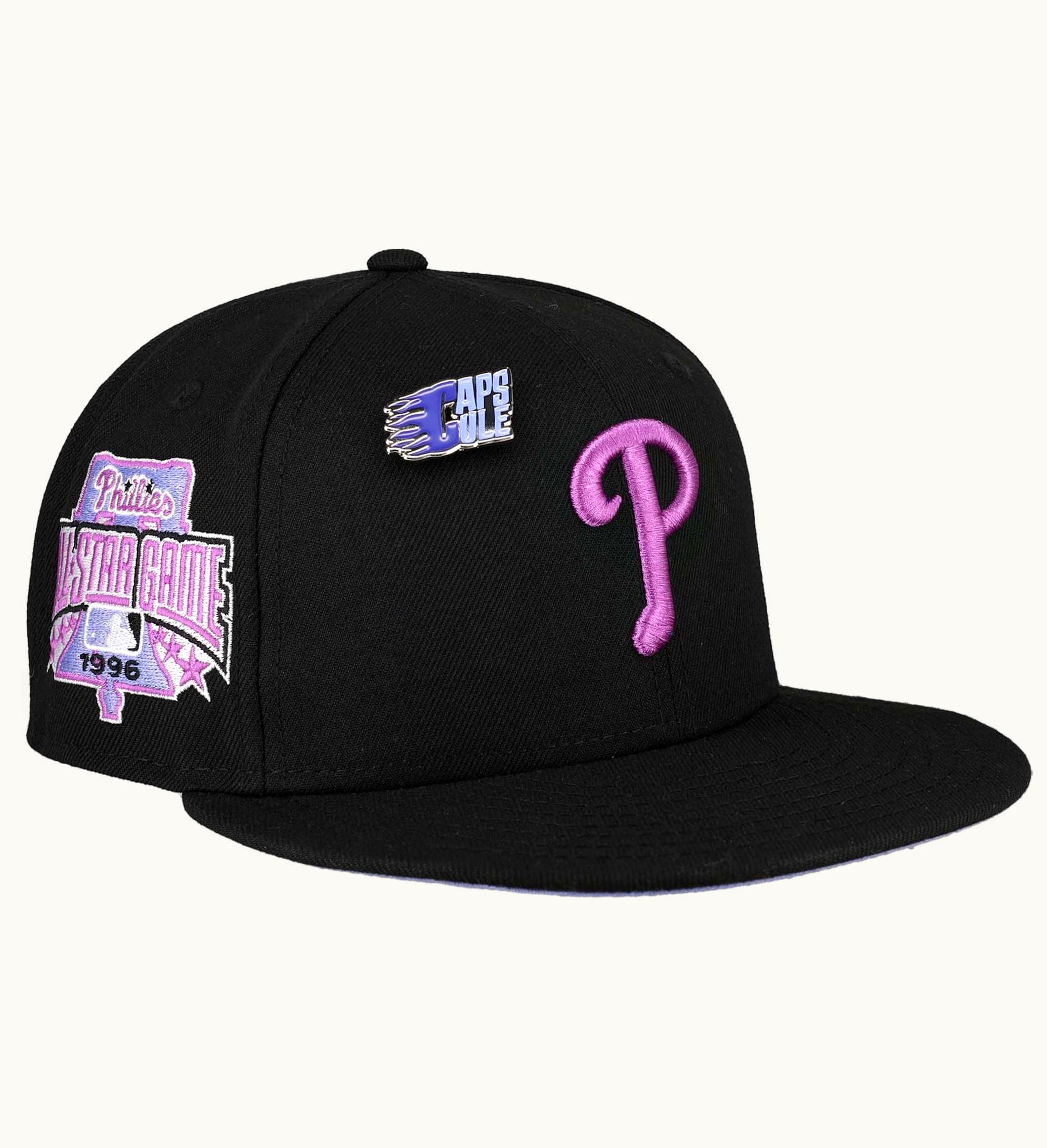 New Era New Era Philadelphia Phillies Capsule Purple Punch 1996 All Star Game Patch 59fifty Fitted Hat Black Lavender