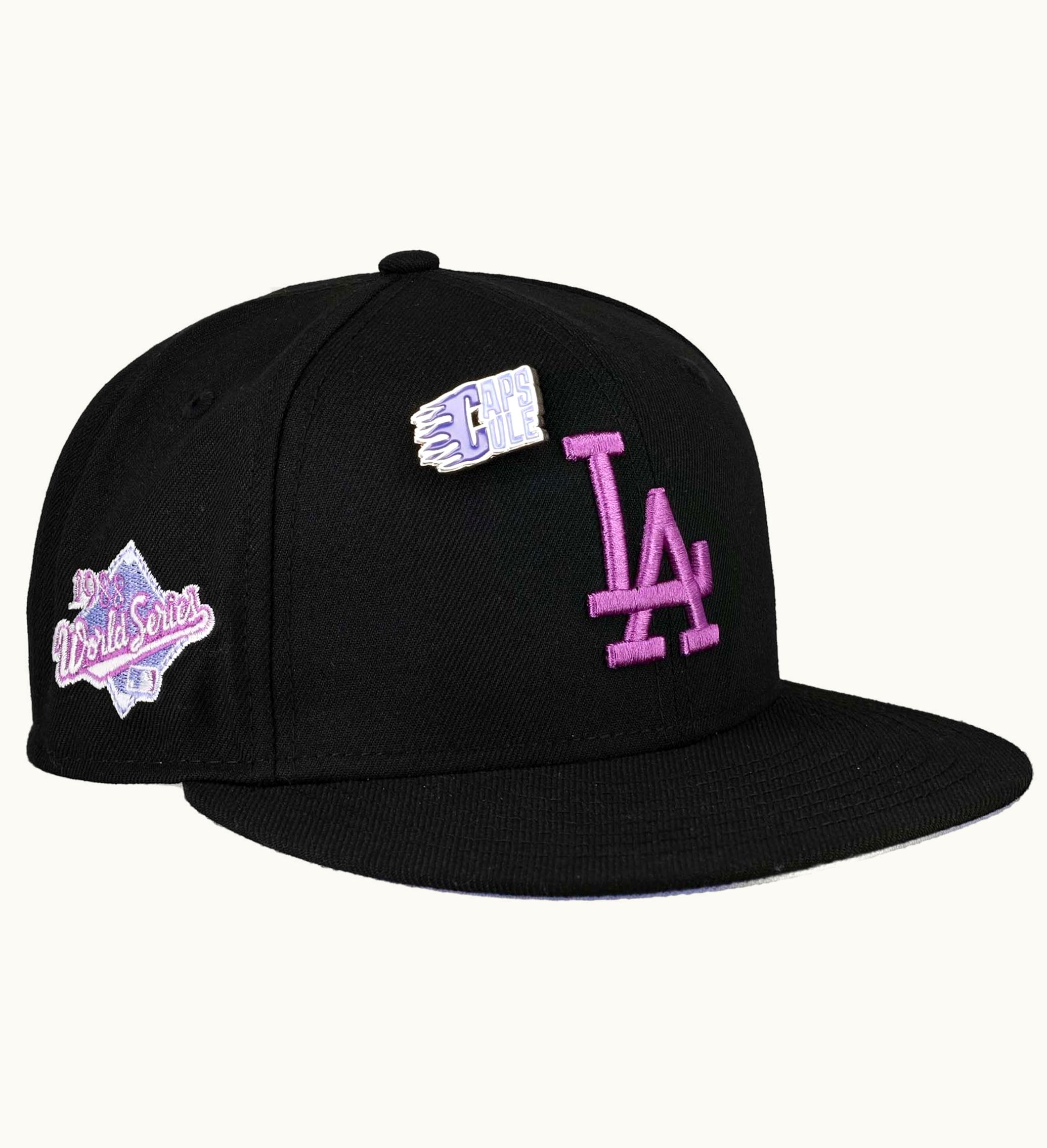 New Era New Era Los Angeles Dodgers Capsule Purple Punch 1988 World Series Patch 59fifty Fitted Hat Black Lavender