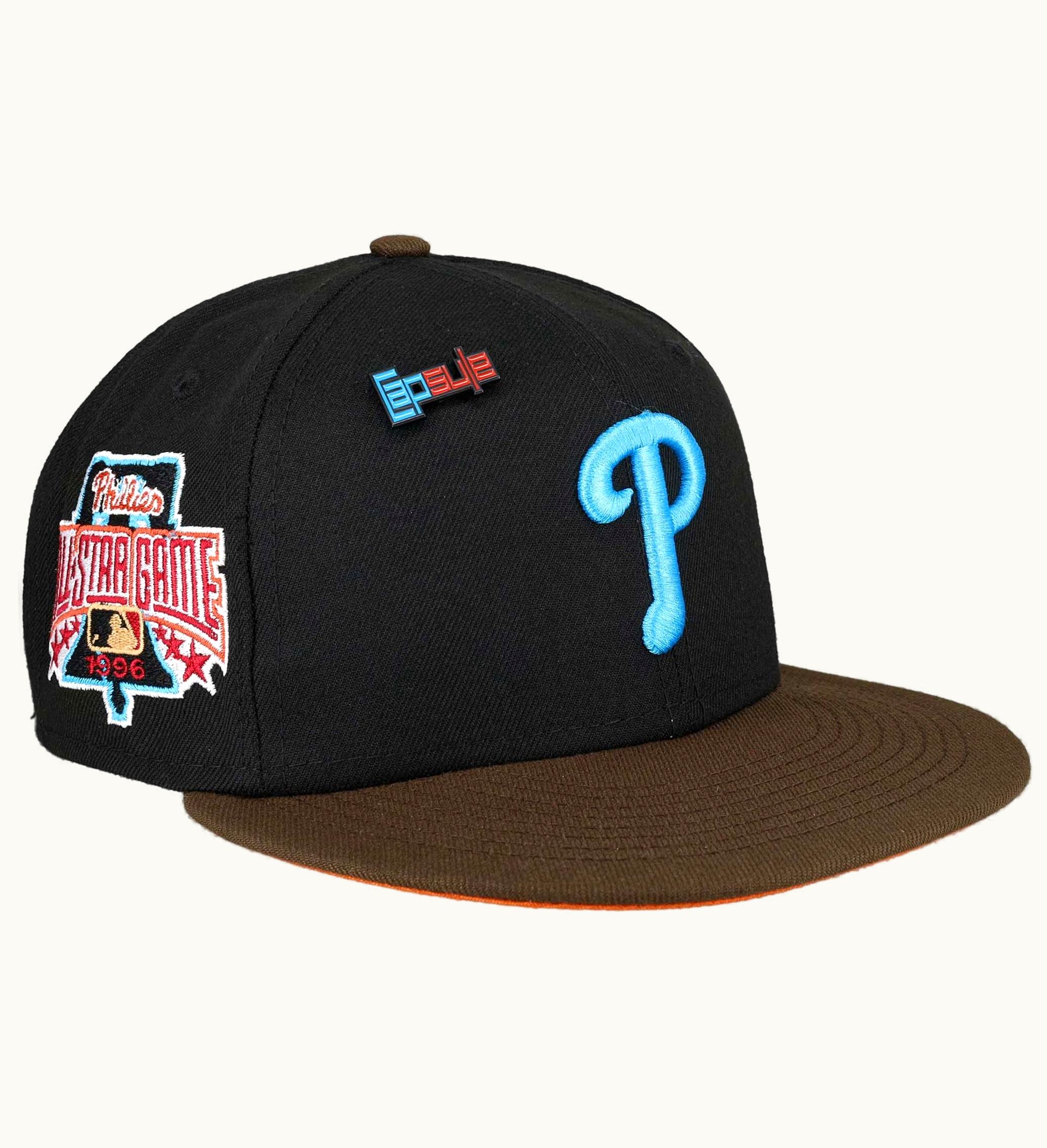 New Era New Era Philadelphia Phillies Capsule Nos Collection 1996 All Star Game Patch 59fifty Fitted Hat Black Orange