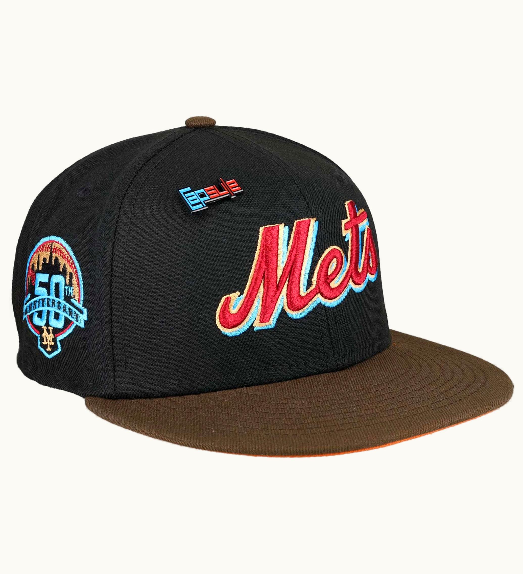 New Era New Era New York Mets Capsule Nos Collection 50th Anniversary Patch 59fifty Fitted Hat Black Orange
